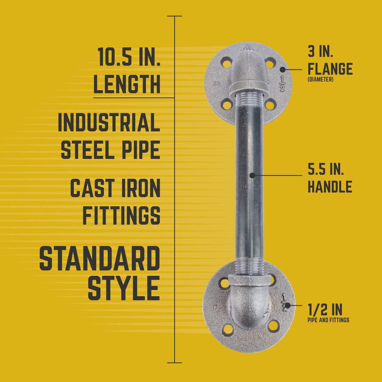 1/2 in. x 6 in. Barn Door Handle - 10.5 in. L