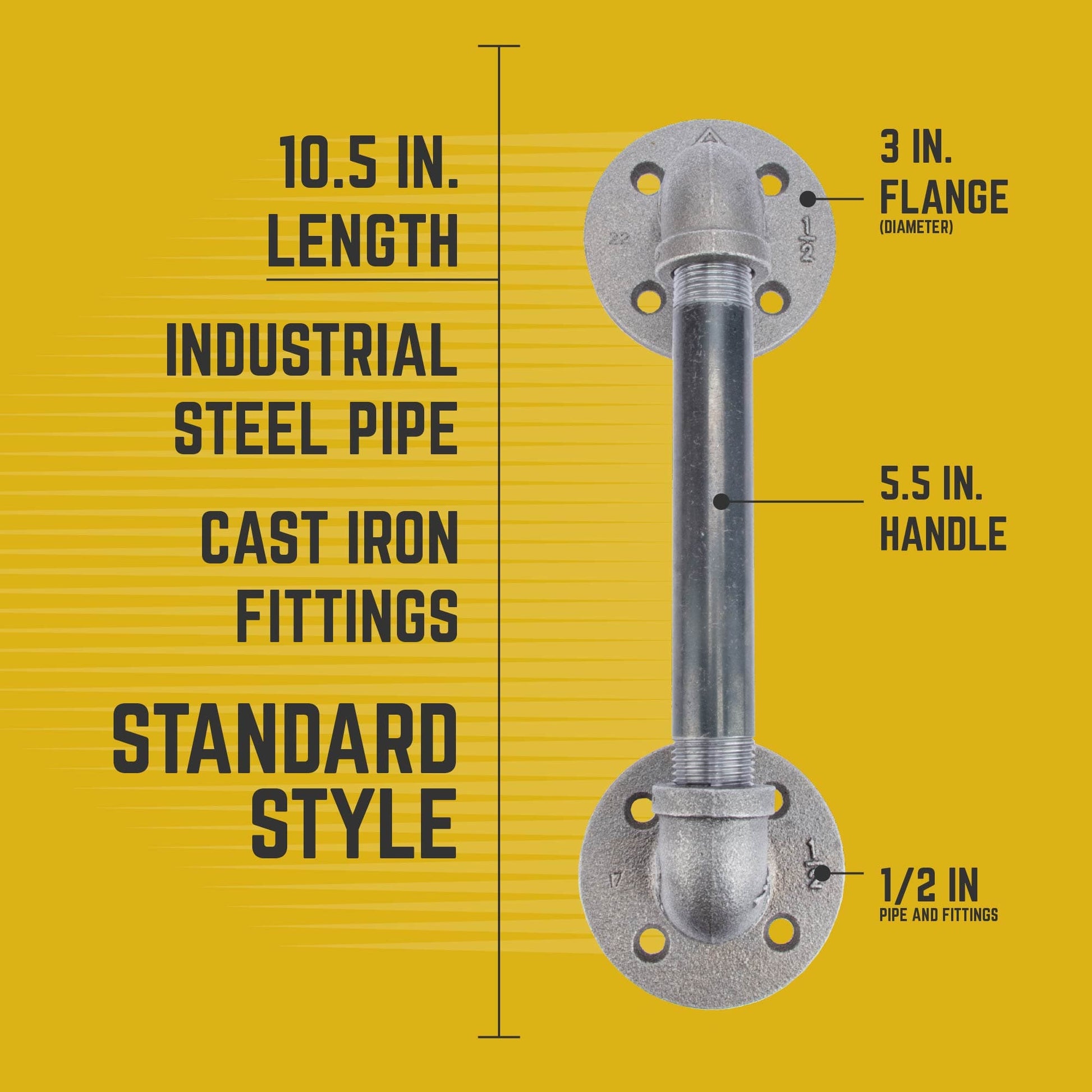 1/2 in. x 6 in. Barn Door Handle - 10.5 in. L