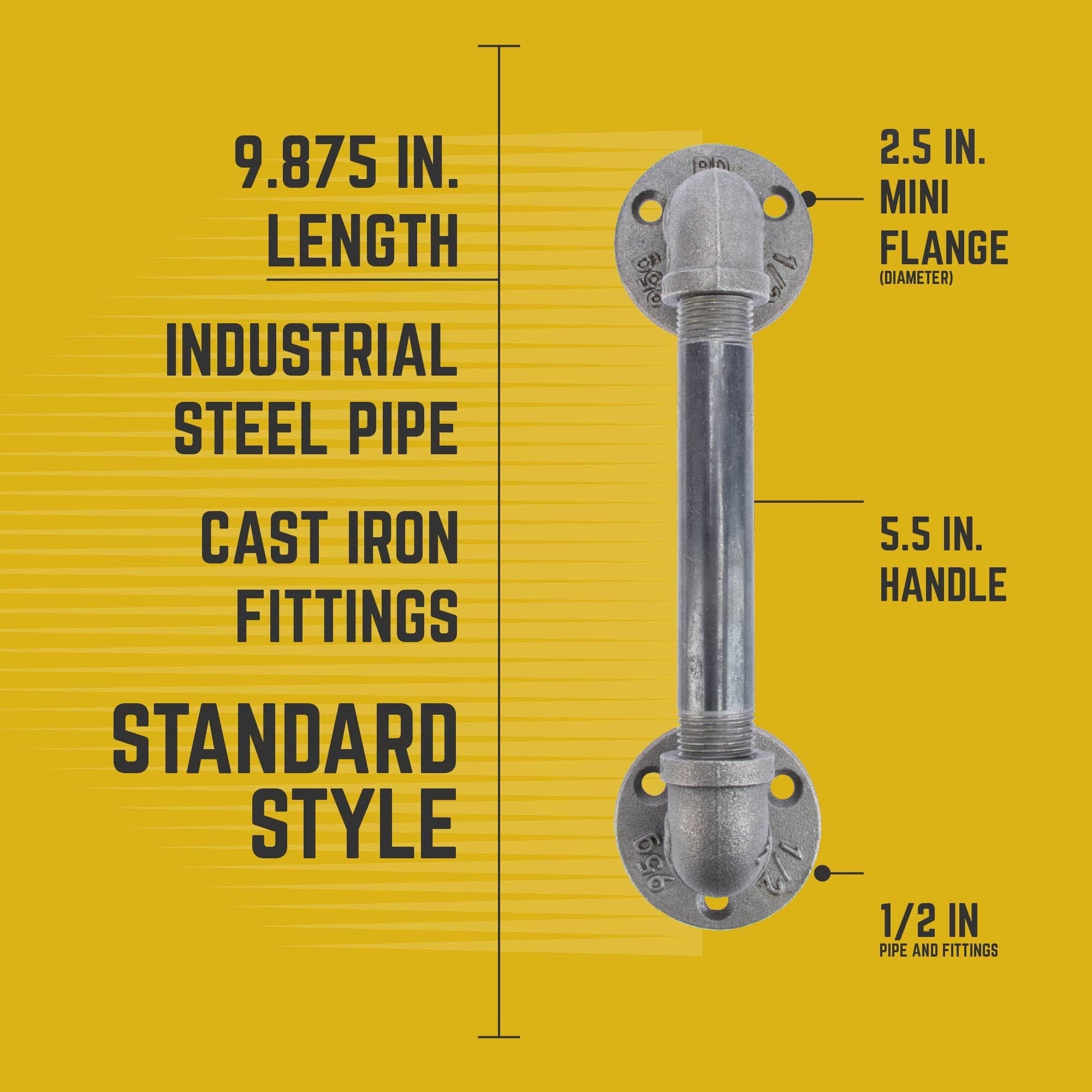 1/2 in. Barn Door Handle - Mini Flange - 9.875 L