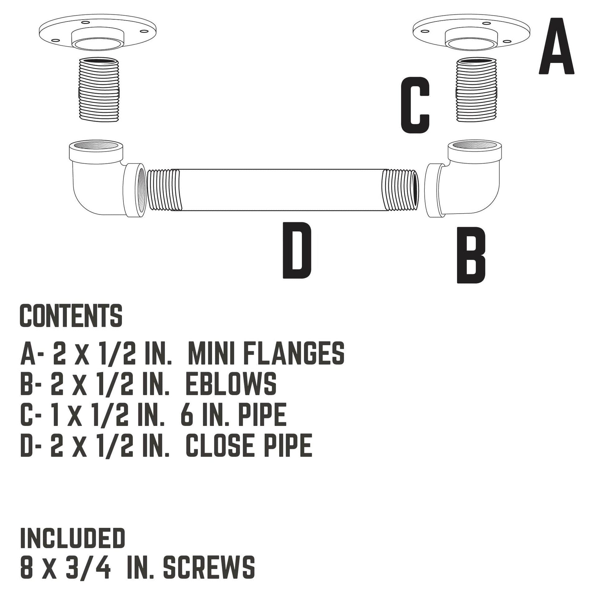 1/2 in. Barn Door Handle - Mini Flange - 9.875 L