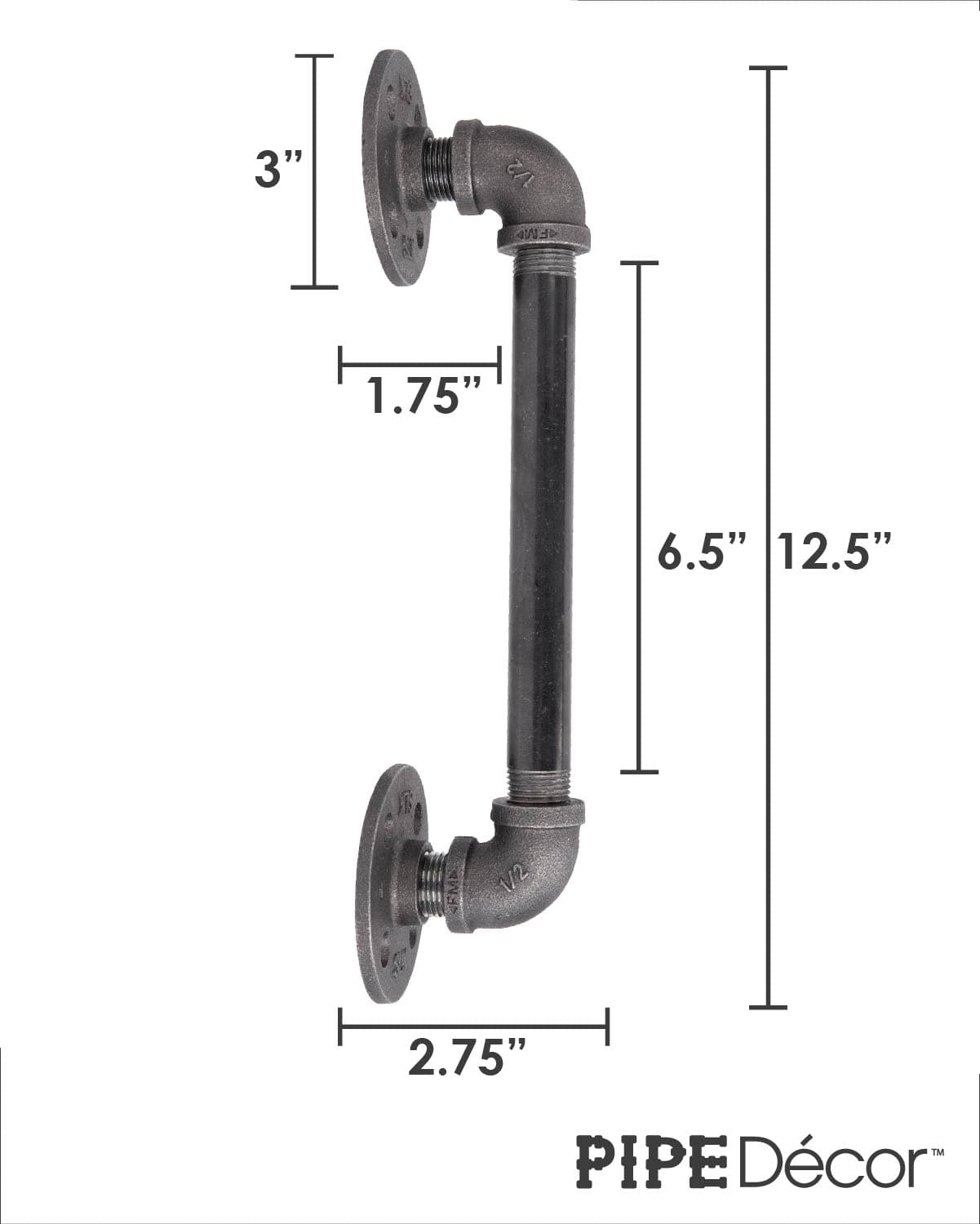 1/2 in. x 8 in. Barn Door Handle - 12.5 in. L