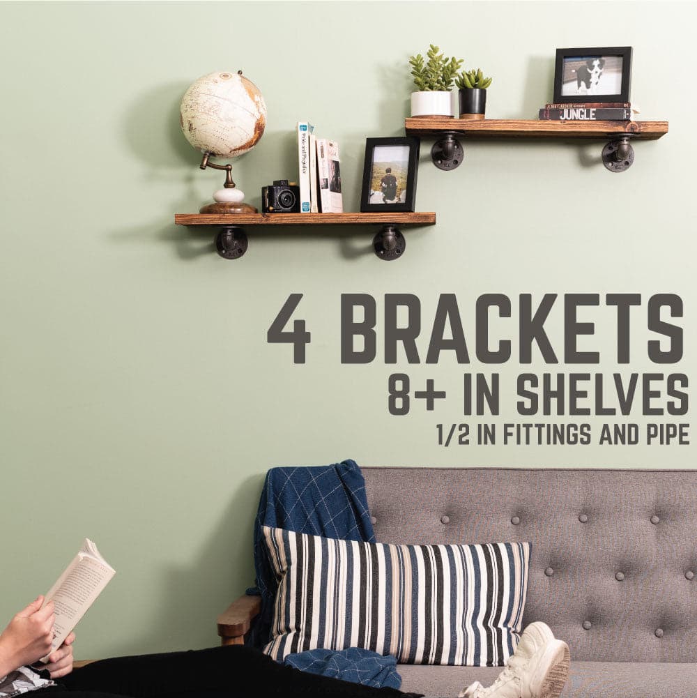 1/2 in. x 6 in. Double Flange Shelf Bracket, 4 Pack