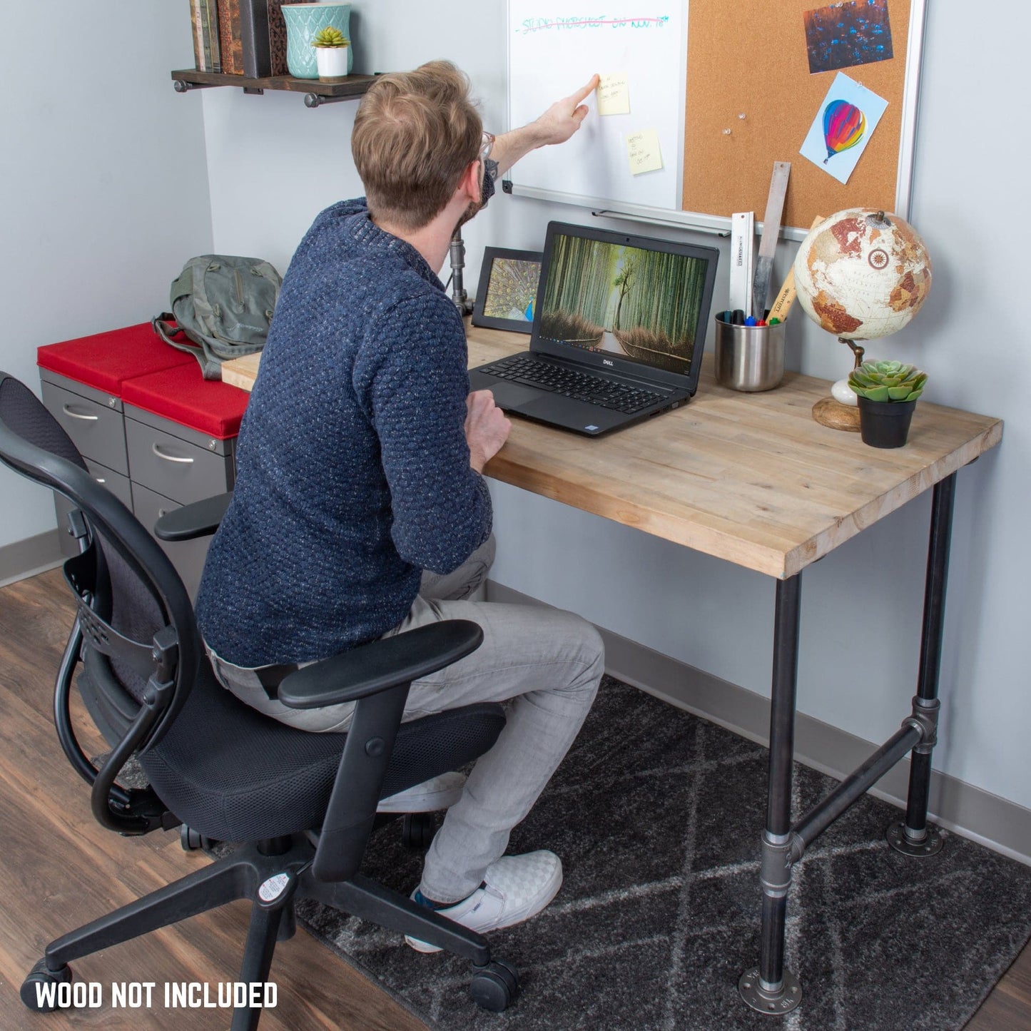 1 in. Heavy Duty H Round Flange Desk Main. Leg - 1 Leg