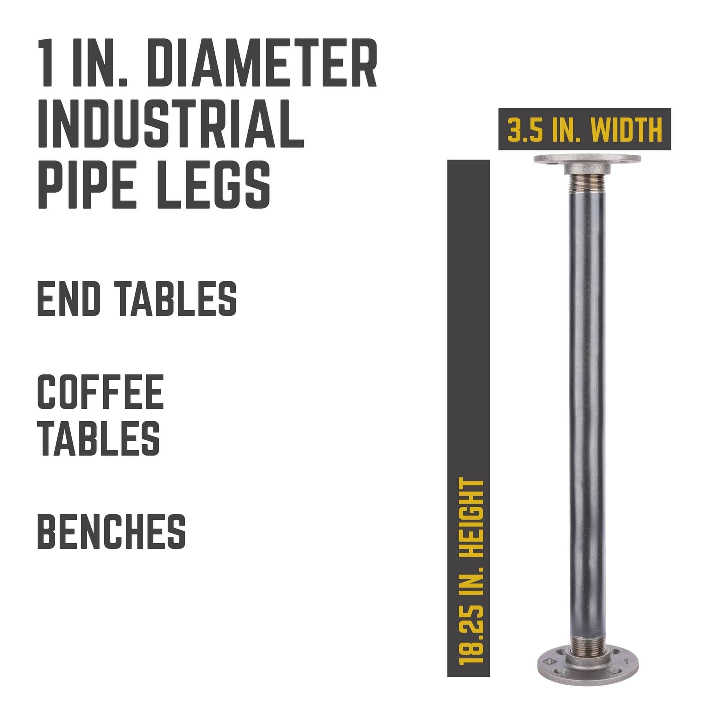 1 in. x 18 in. Round Flange Pipe Table Legs - 4 Pack