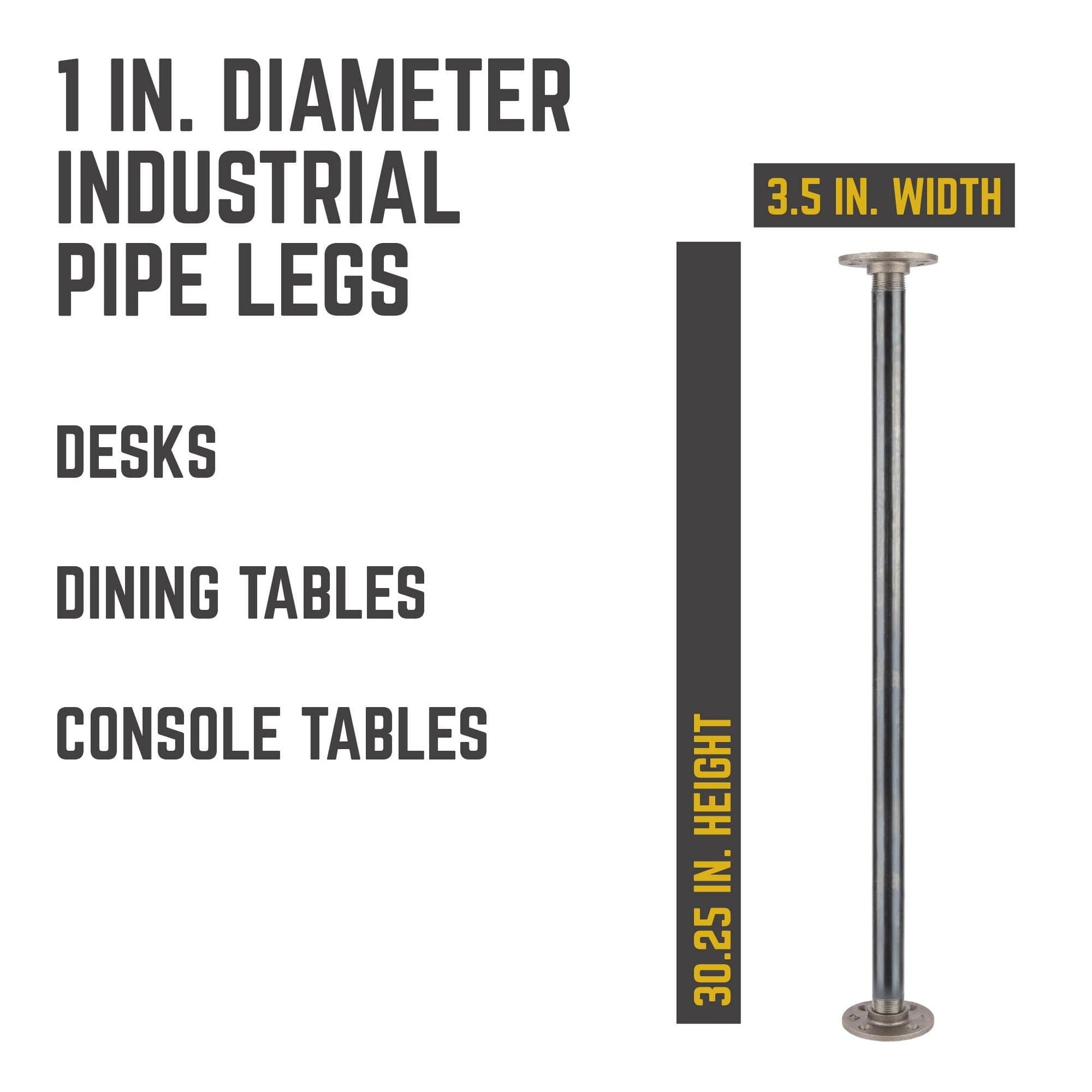 1 in. x 30 in. Round Flange Pipe Table Legs - 4 Pack