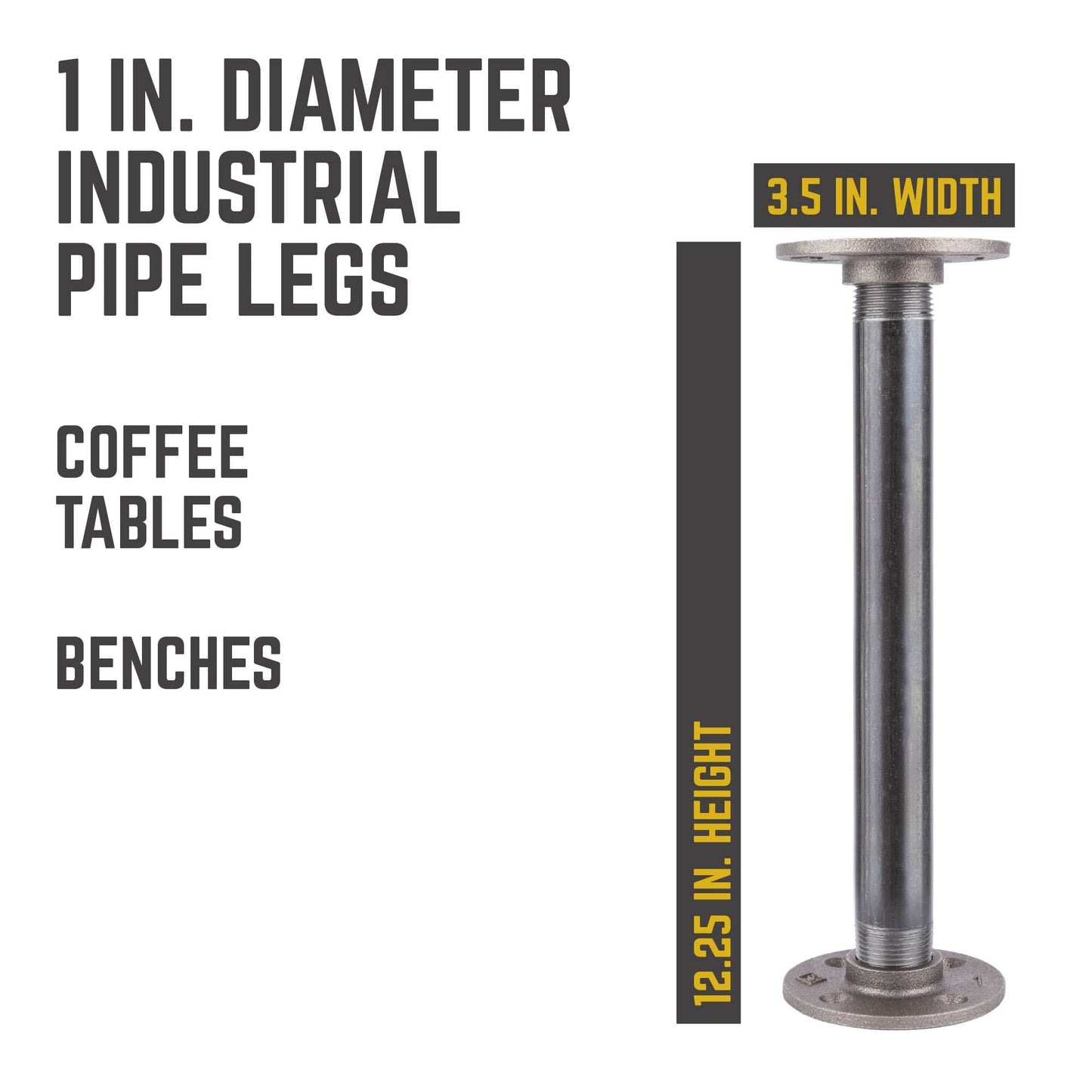 1 in. x 12 in. Round Flange Pipe Table Legs - 4 Pack