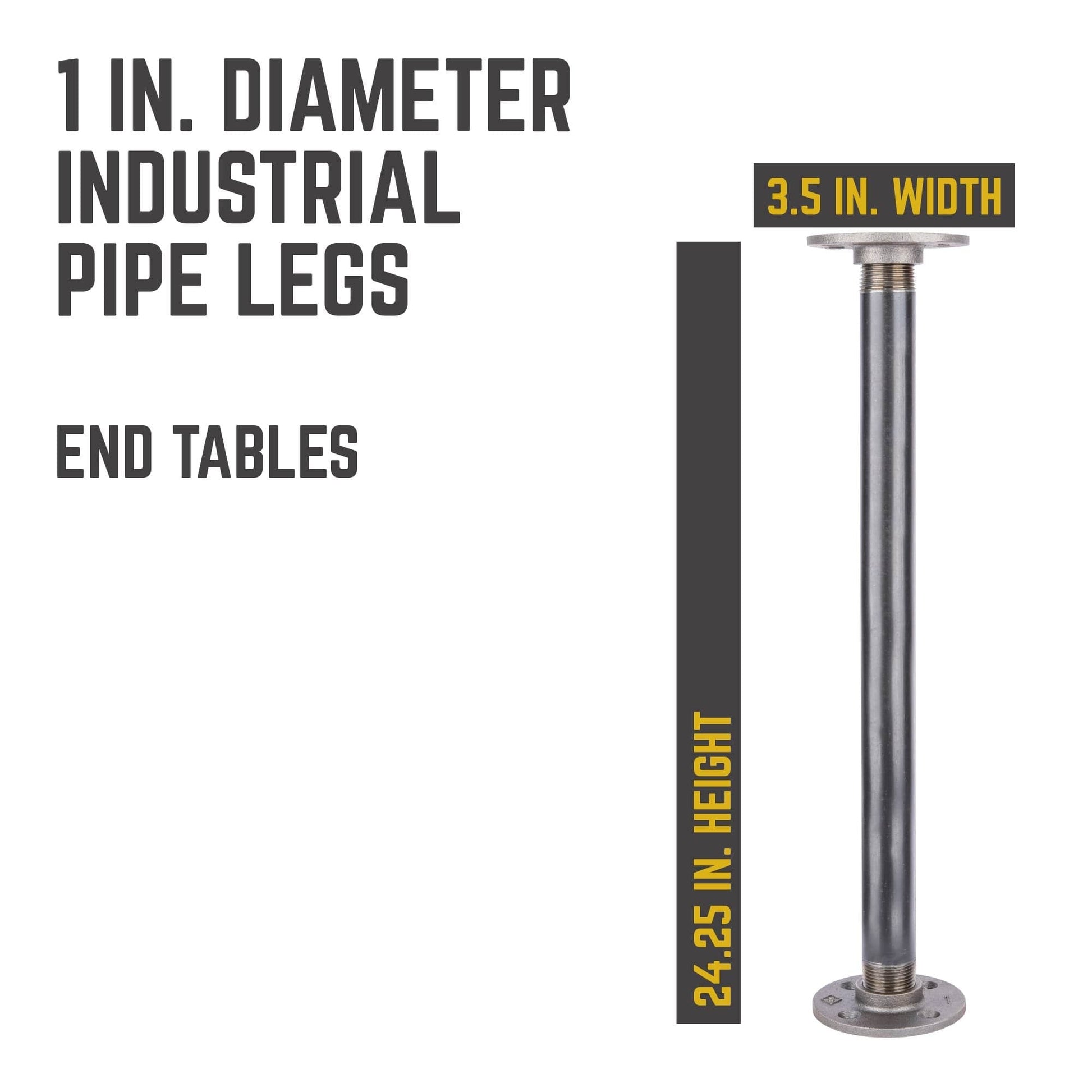 1 in. x 24 in. Round Flange Pipe Table Legs - 4 Pack