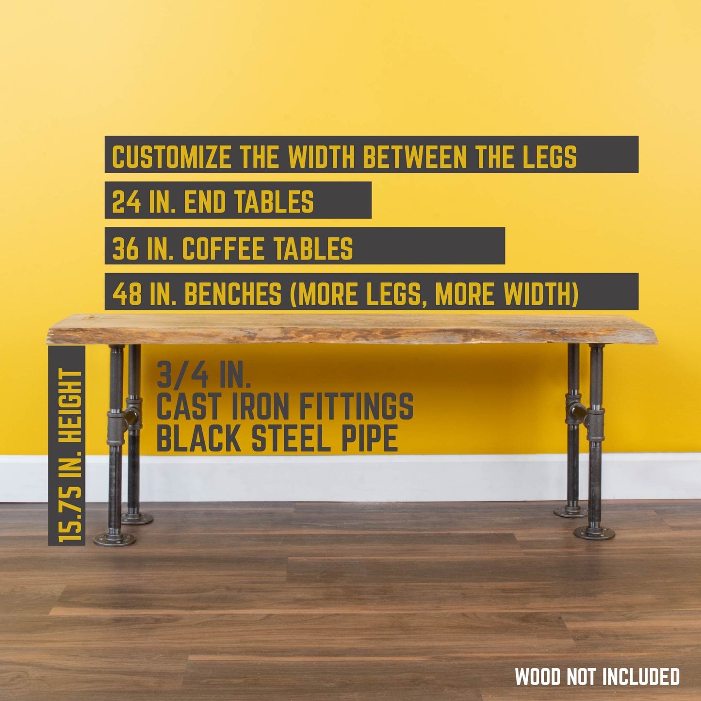 3/4 in. H Round Flanges Pipe Kit for Bench Legs