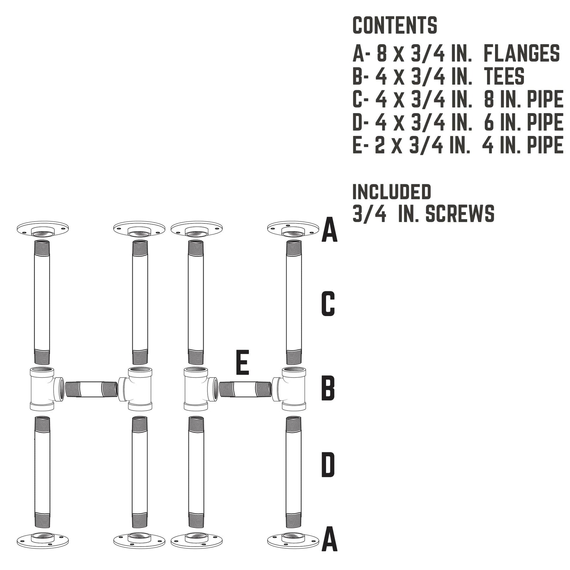 3/4 in. H Round Flanges Pipe Kit for Bench Legs