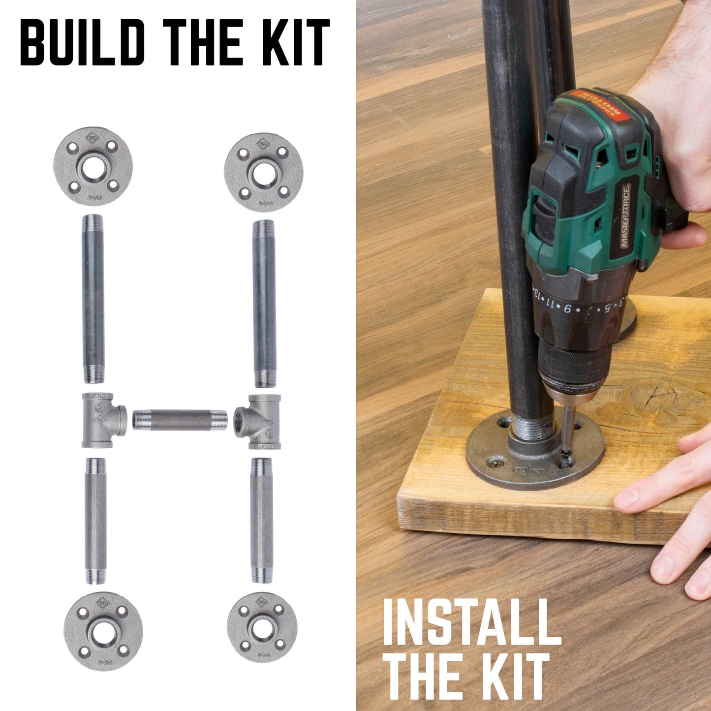3/4 in. H Round Flanges Pipe Kit for Bench Legs