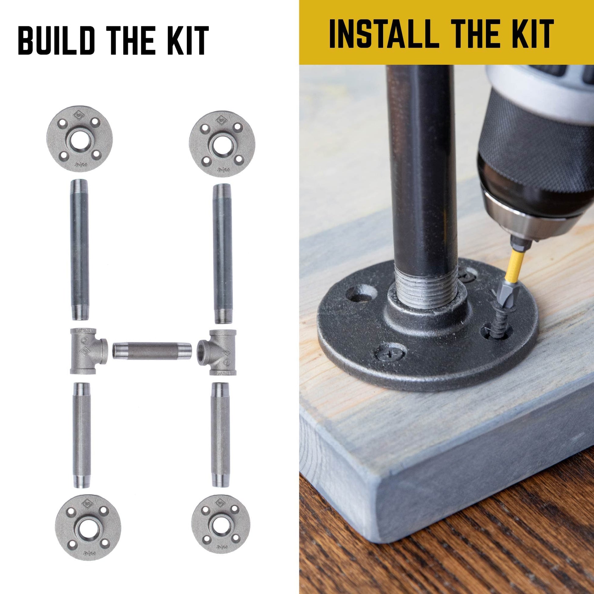 3/4 in. H Pipe Round Flange Console Table Legs-13.25 in. Wide