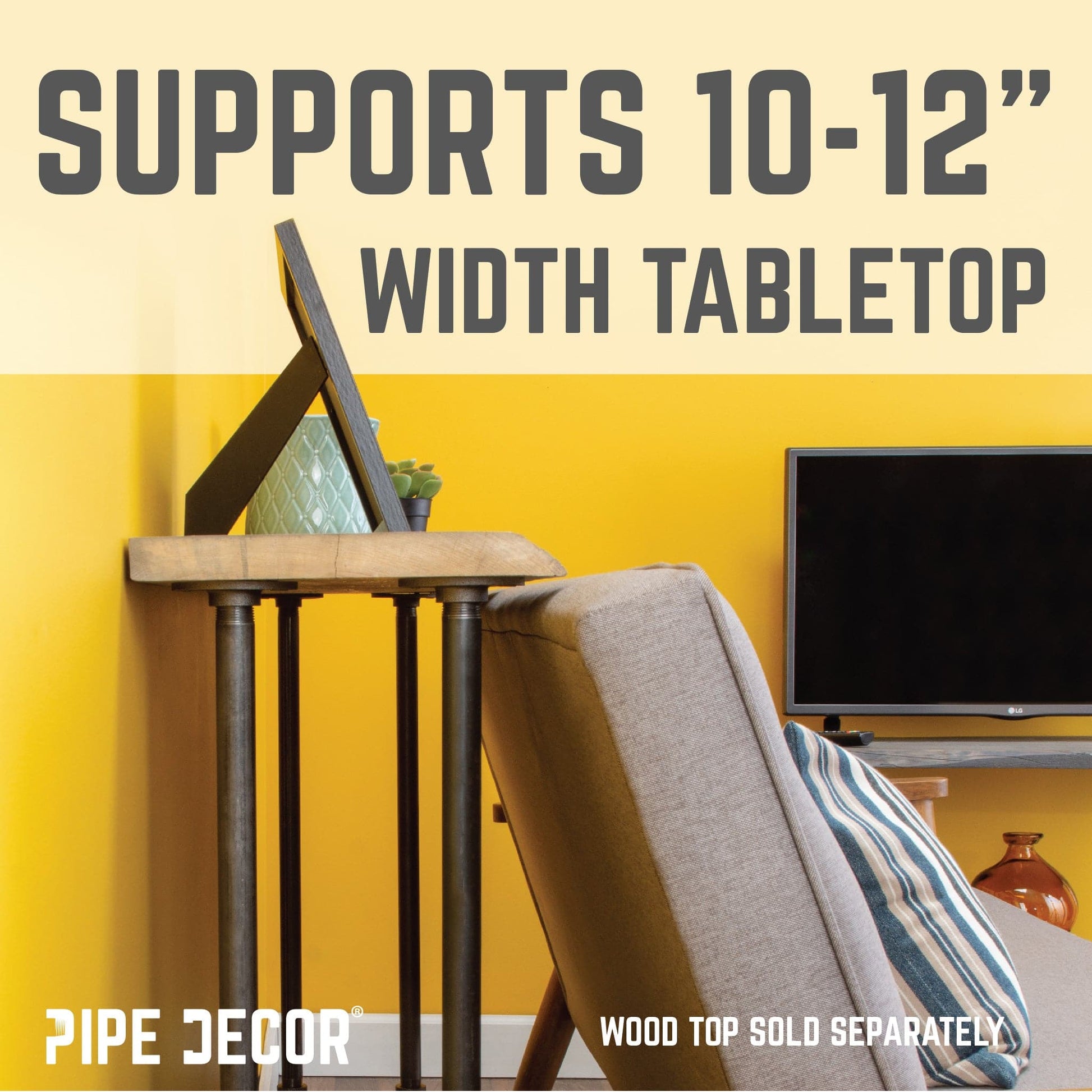 3/4 in. H Pipe Leg Kit Console Table, 9.75 in. W - 2 pack