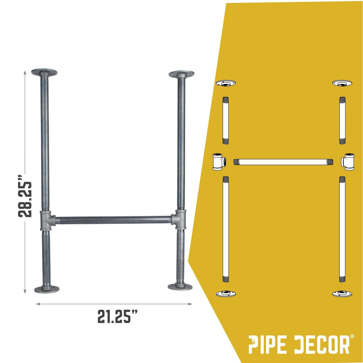 3/4 in. H Pipe Desk Main. Leg - 1 Leg