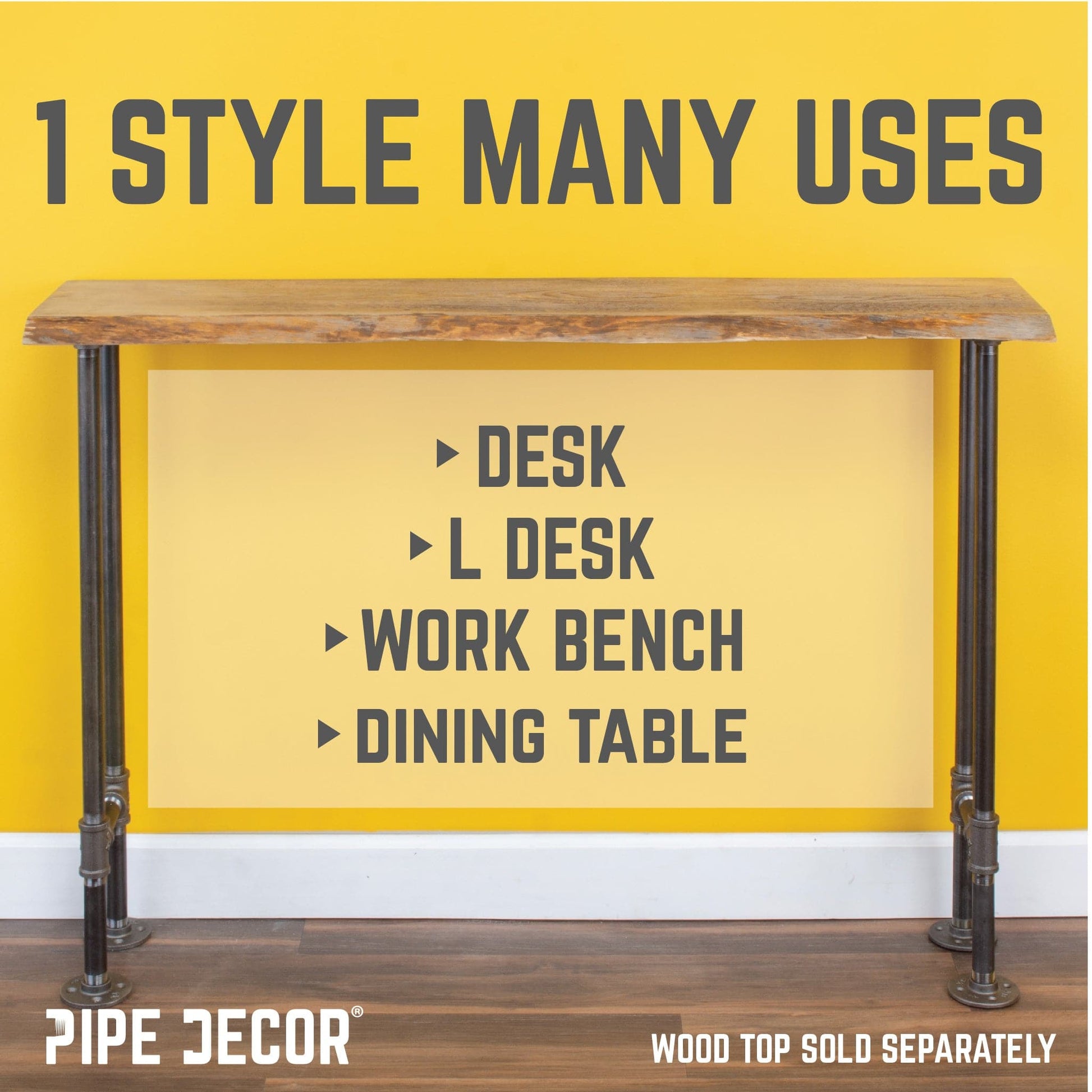 3/4 in. H Pipe Desk Legs - 2 Pack