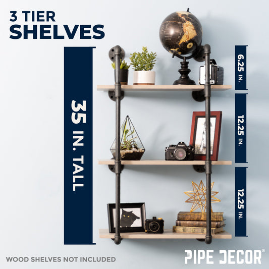 3 -Tier Wall Mounted Shelf By PIPE DECOR