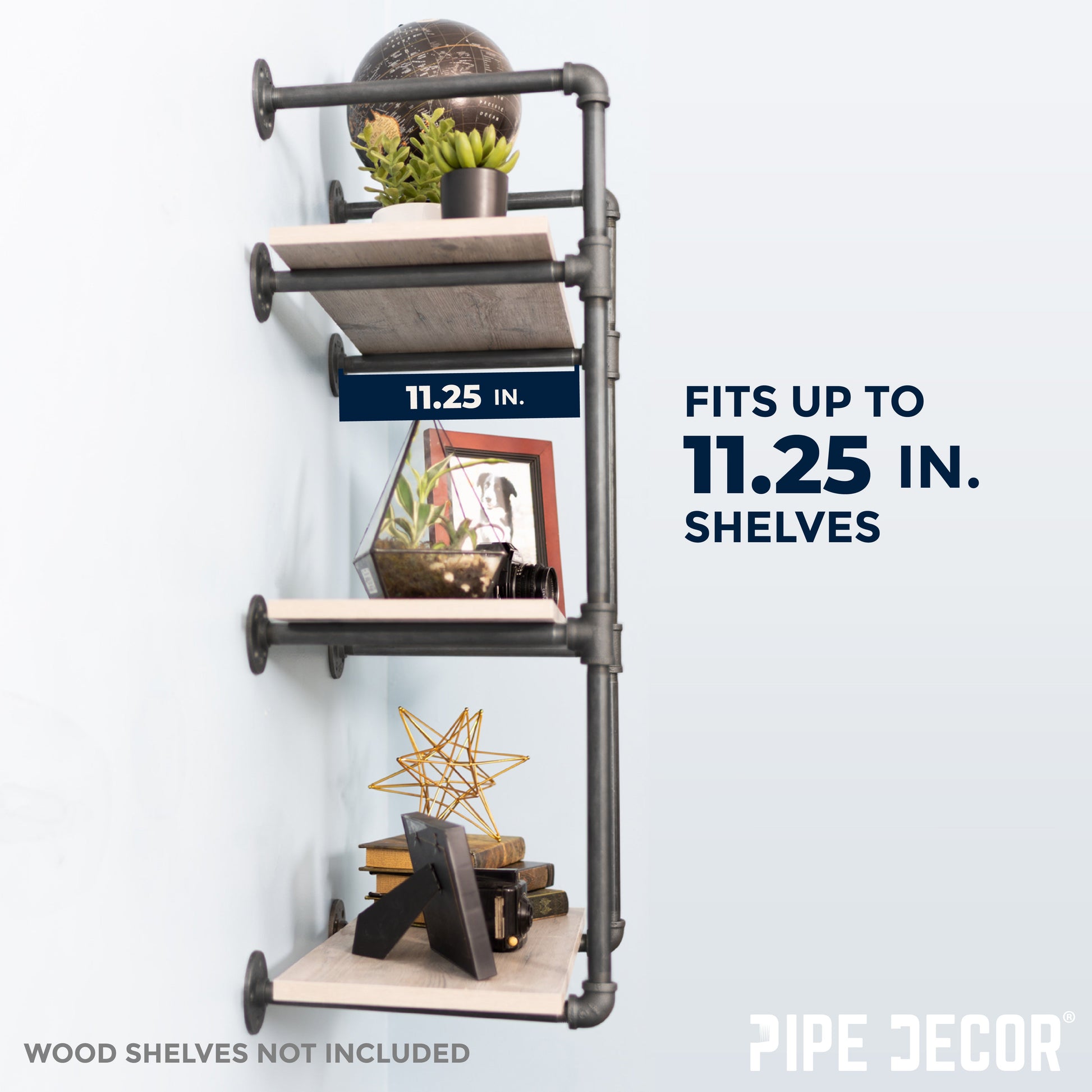 3 -Tier Wall Mounted Shelf By PIPE DECOR