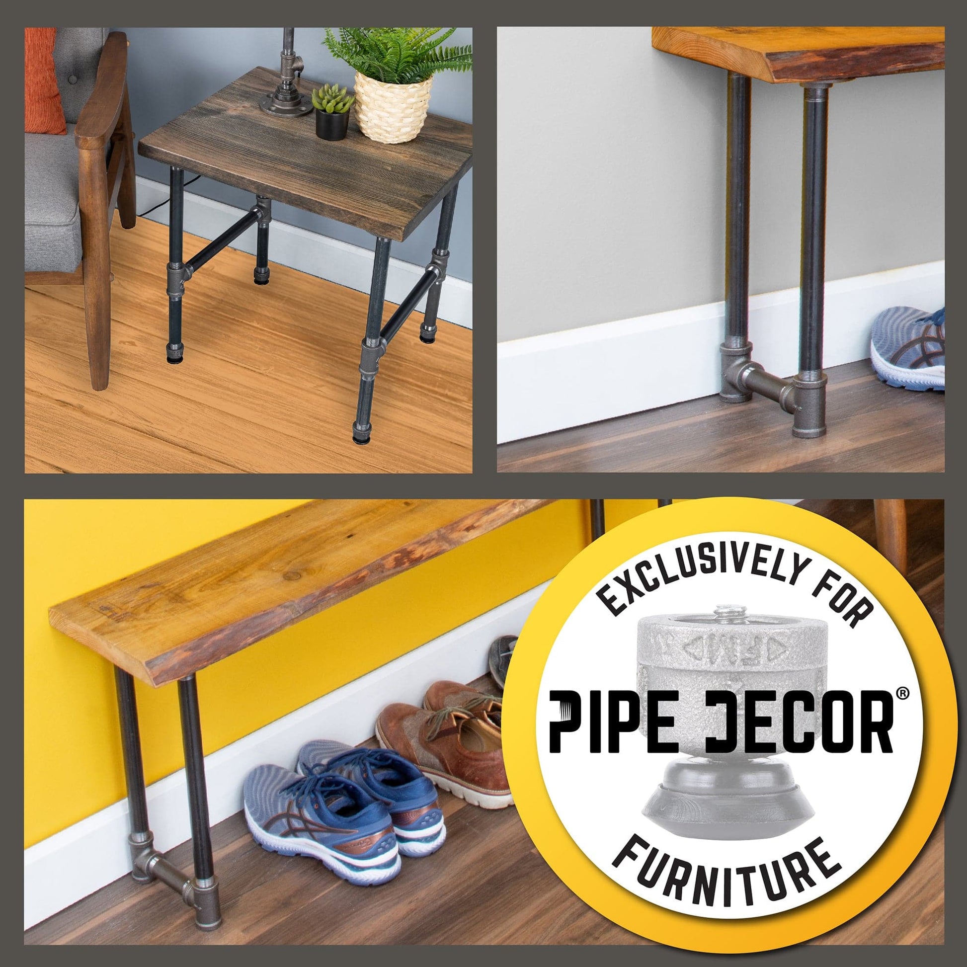 Furniture Leg Levelers for ½” Pipe Legs (4 Pack)