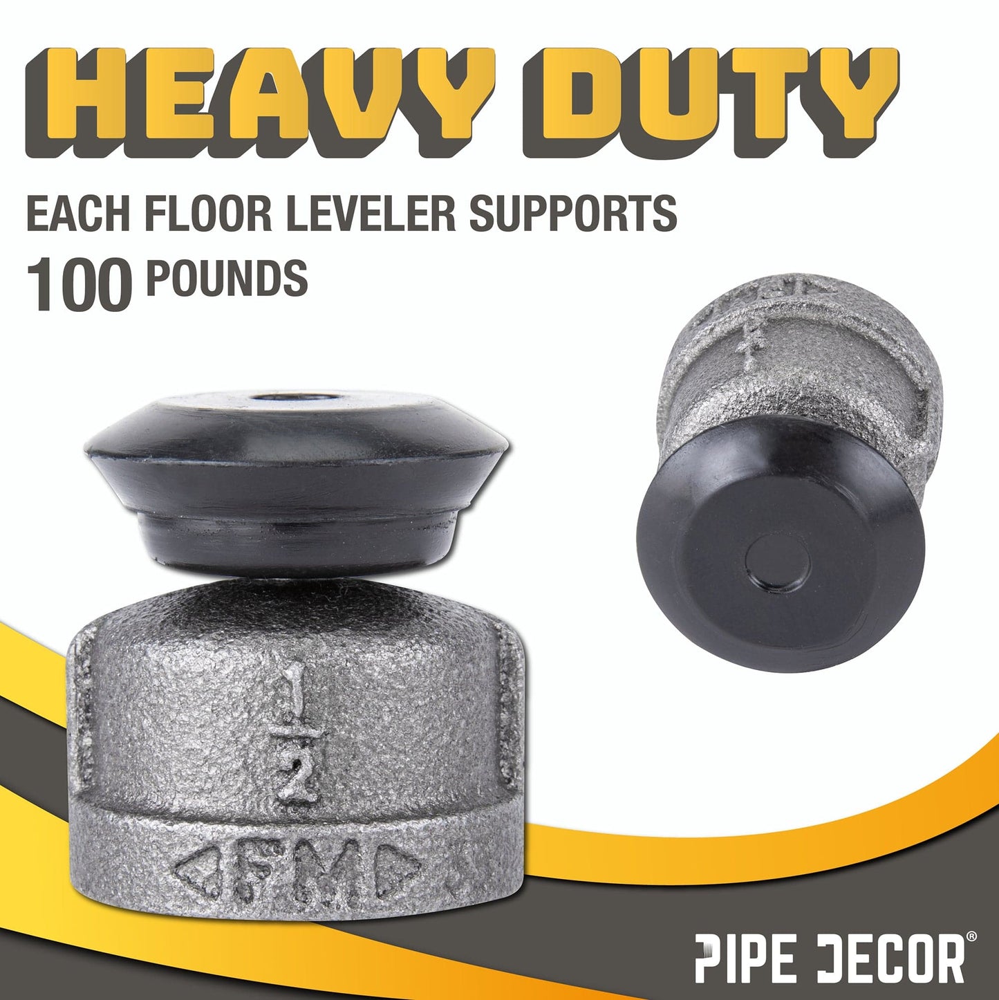 Furniture Leg Levelers for ½” Pipe Legs (4 Pack)