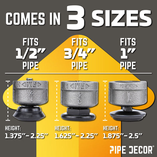 Furniture Leg Levelers for 1” Pipe Legs (4 Pack)