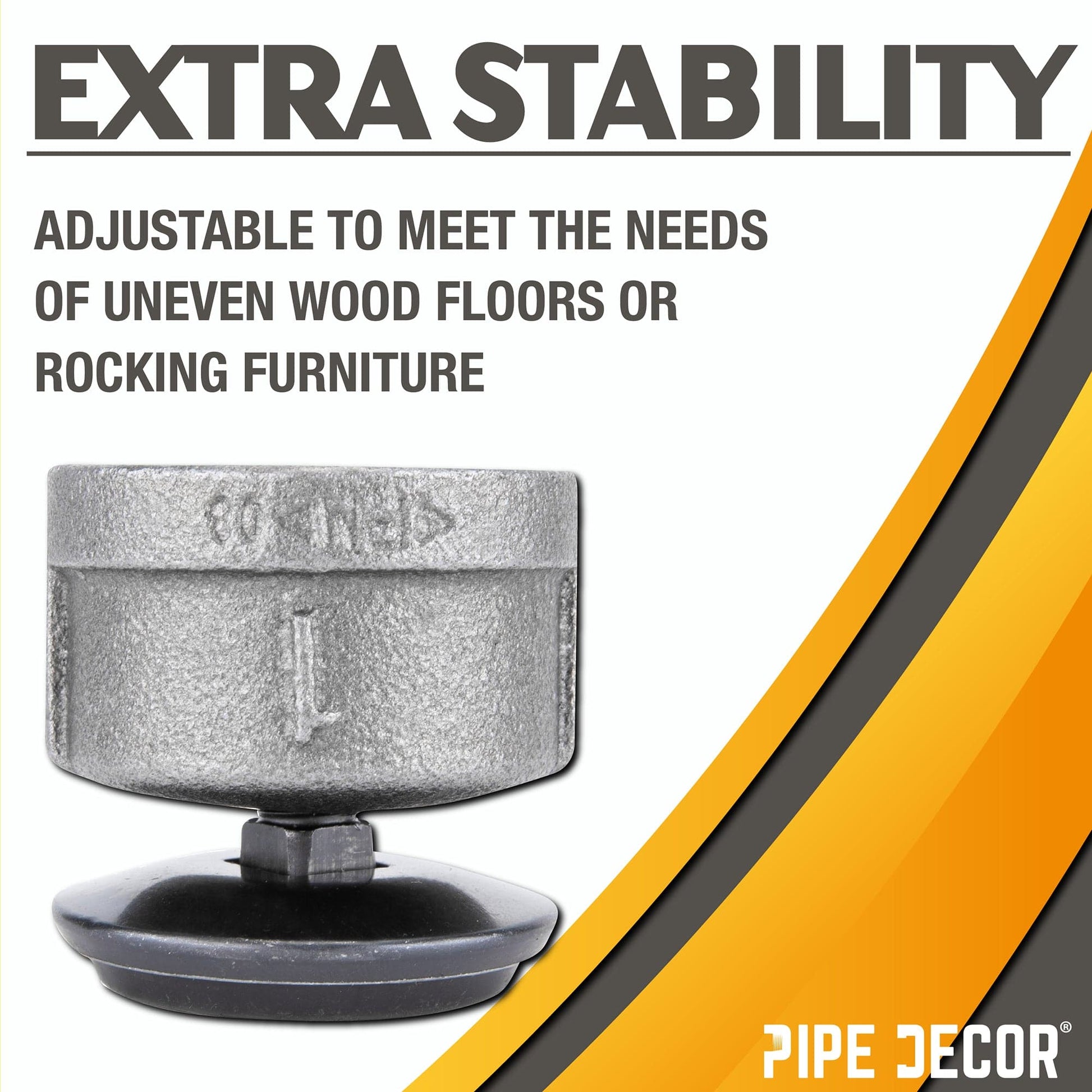 Furniture Leg Levelers for 1” Pipe Legs (4 Pack)