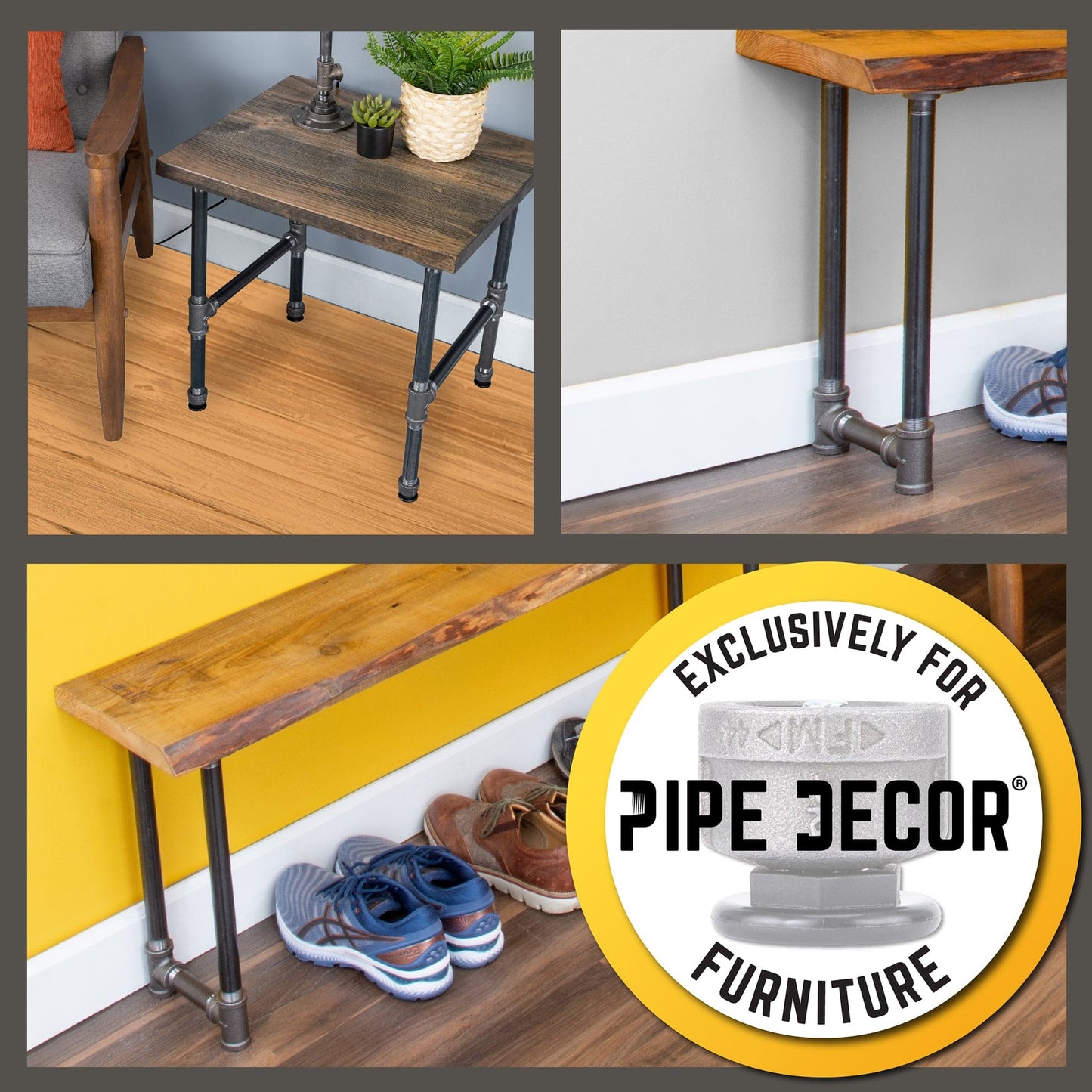 Furniture Leg Levelers for ¾” Pipe Legs (4 Pack)