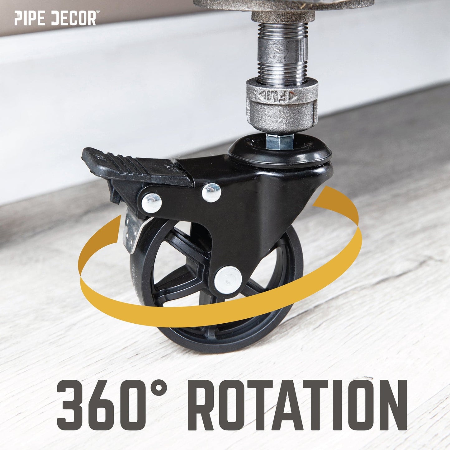 Swivel Caster Wheels for  ¾” Pipe with Locking Mechanism (4-Pack)