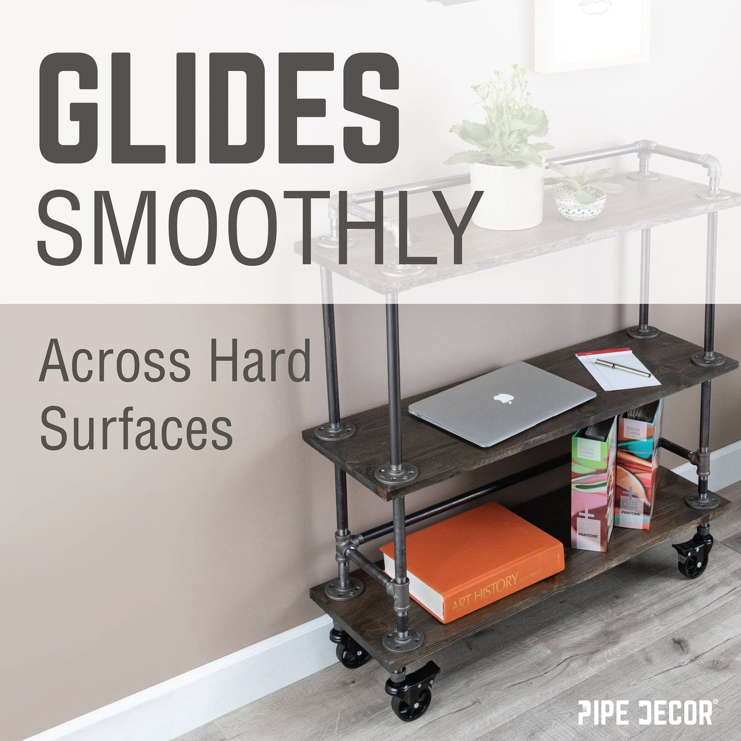 Swivel Caster Wheels for  ¾” Pipe with Locking Mechanism (4-Pack)