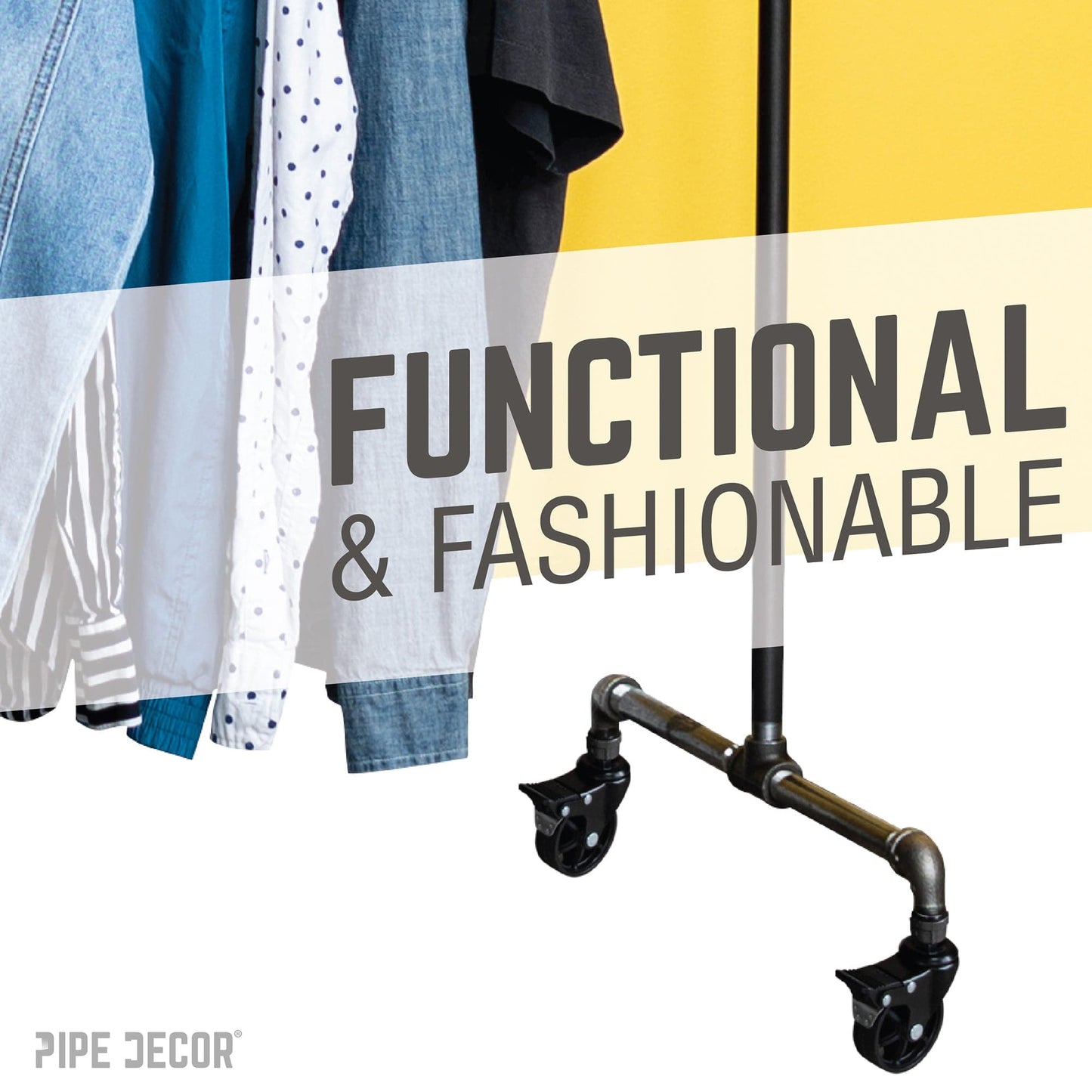 Swivel Caster Wheels for  ¾” Pipe with Locking Mechanism (4-Pack)