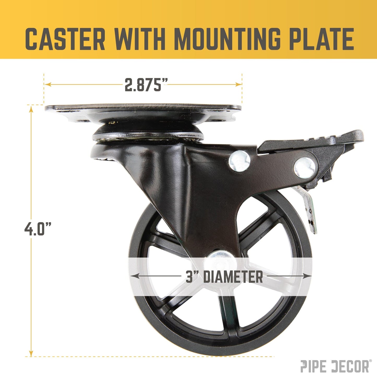 Mounted Swivel Caster Wheels for Wood Furniture with Locking Mechanism (4-Pack)