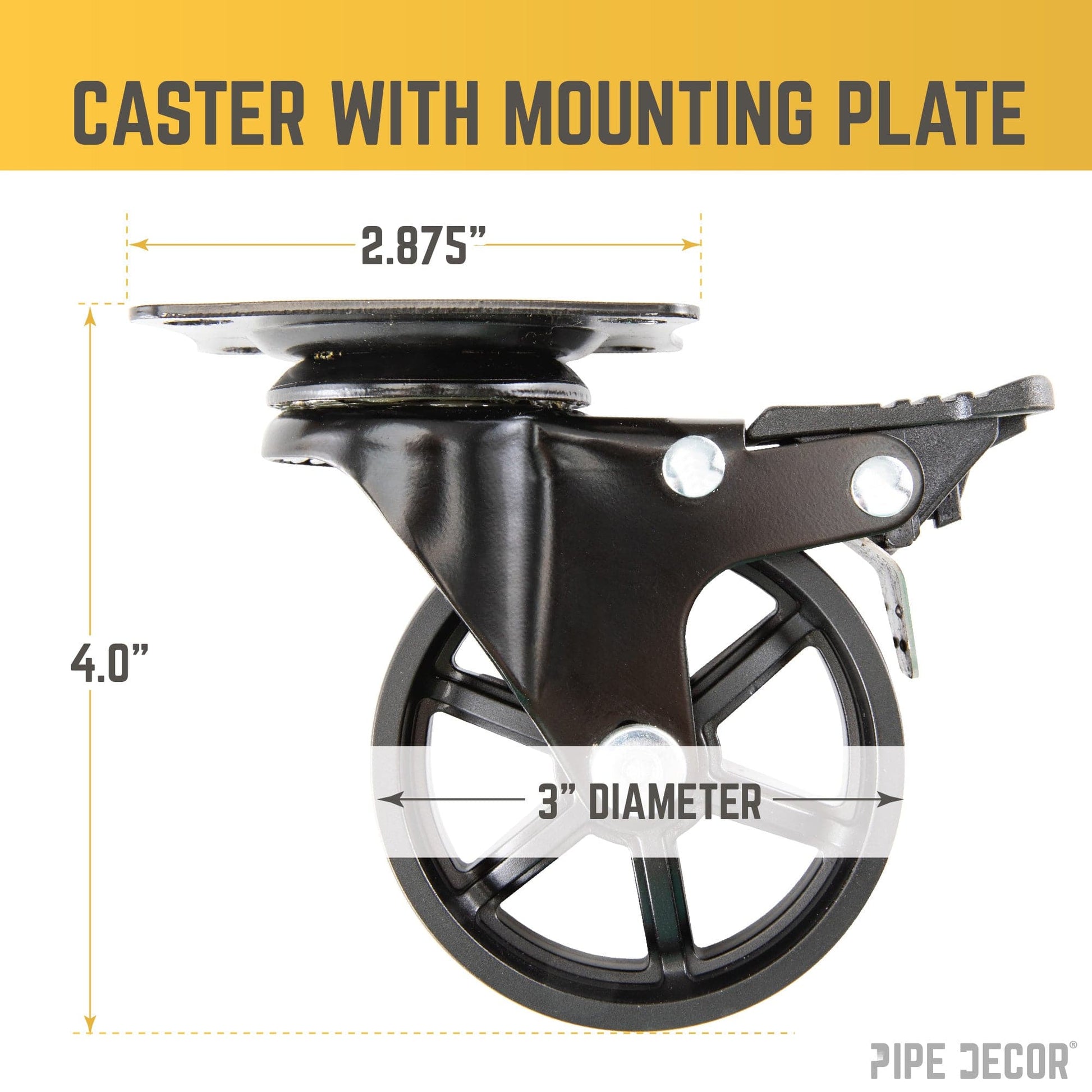 Mounted Swivel Caster Wheels for Wood Furniture with Locking Mechanism (4-Pack)