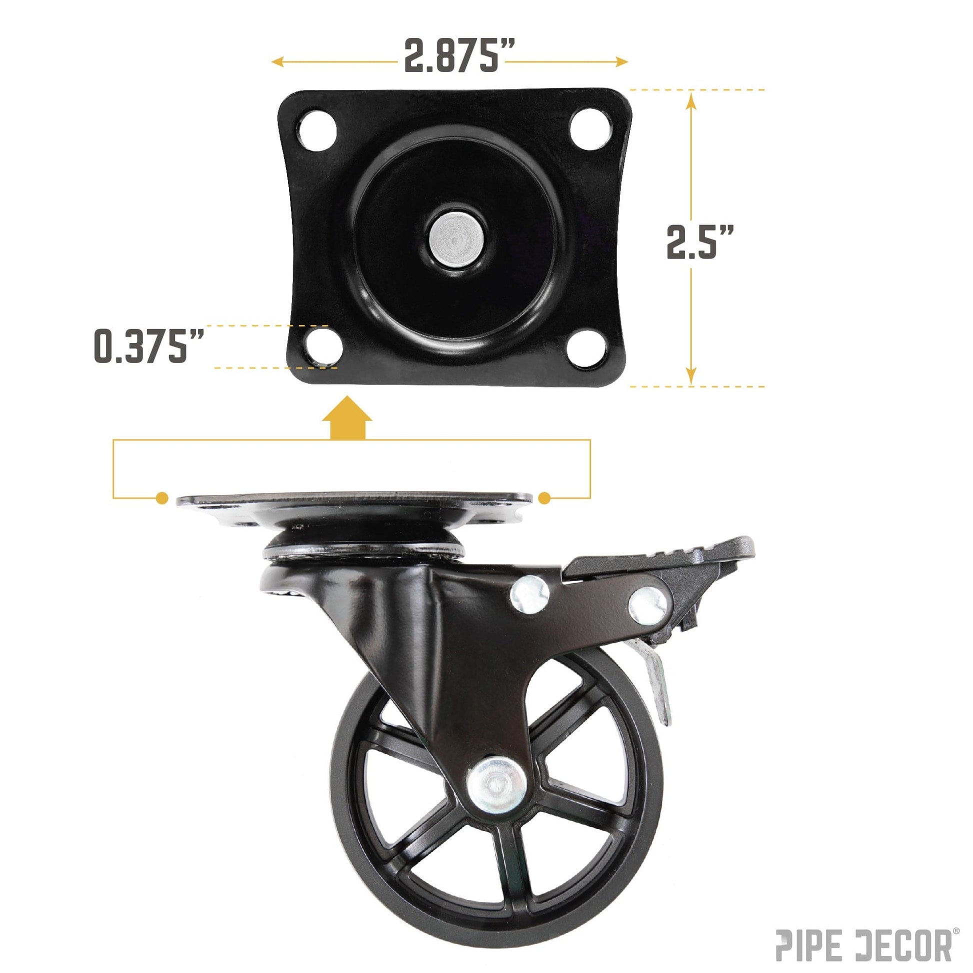 Mounted Swivel Caster Wheels for Wood Furniture with Locking Mechanism (4-Pack)