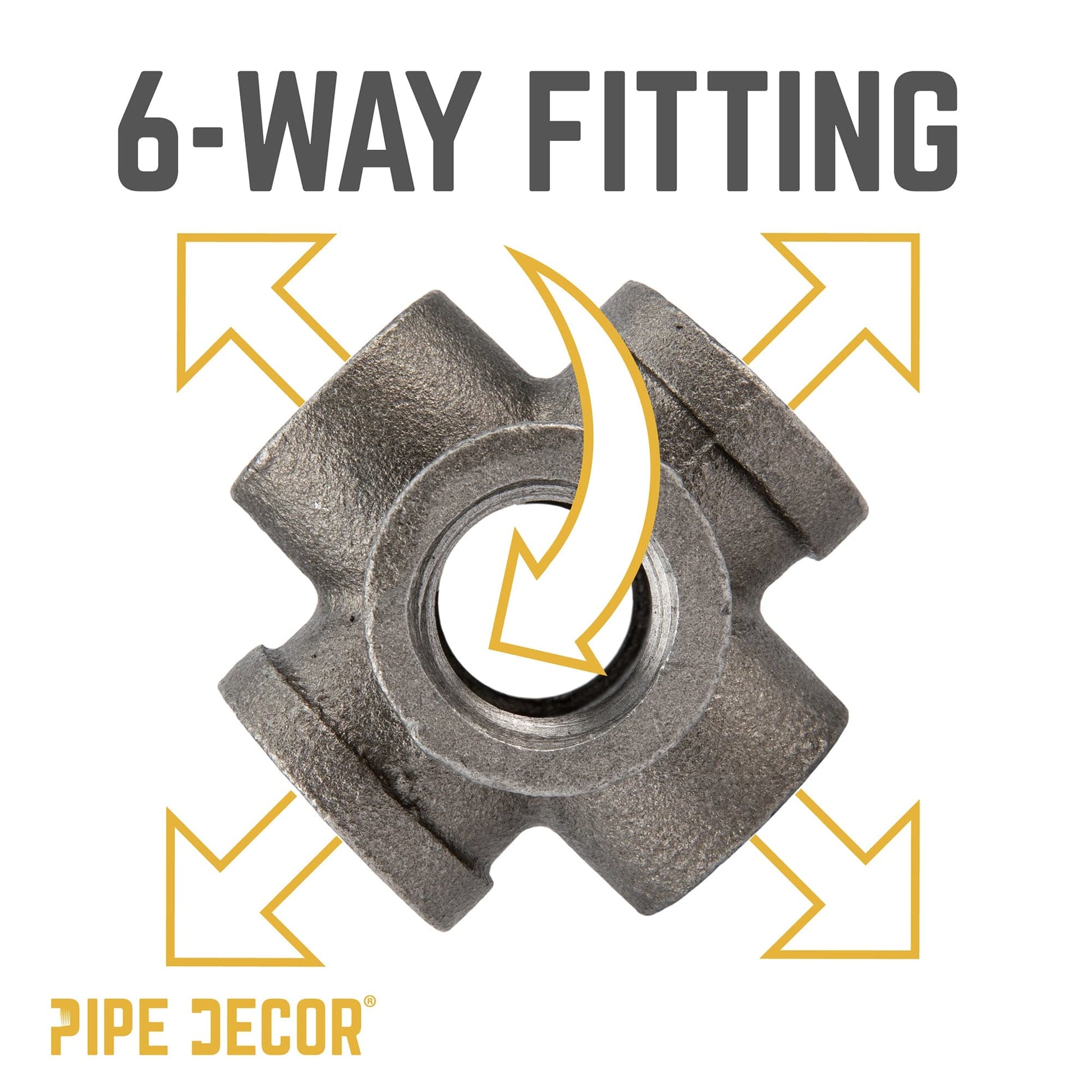 1 in. Black 6-Way Fitting