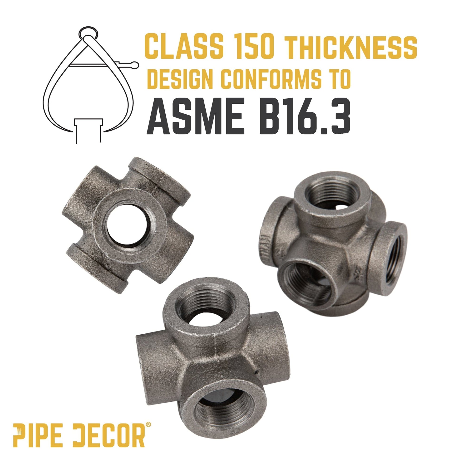 1 in. Black 6-Way Fitting