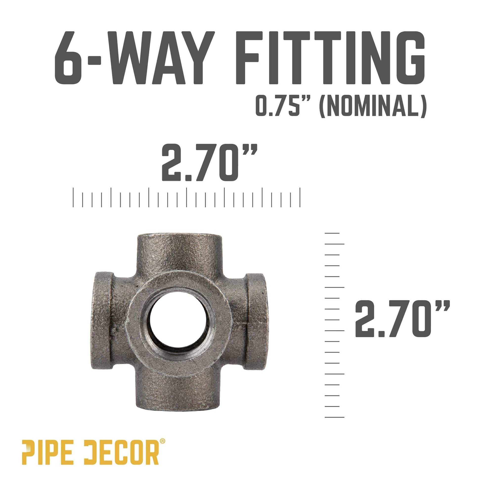 3/4 in. Black 6-Way Fitting