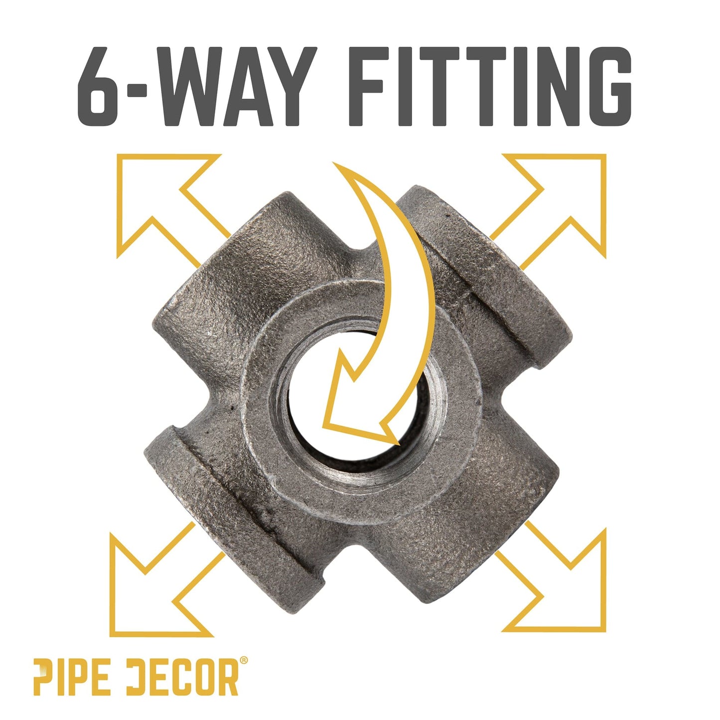 3/4 in. Black 6-Way Fitting