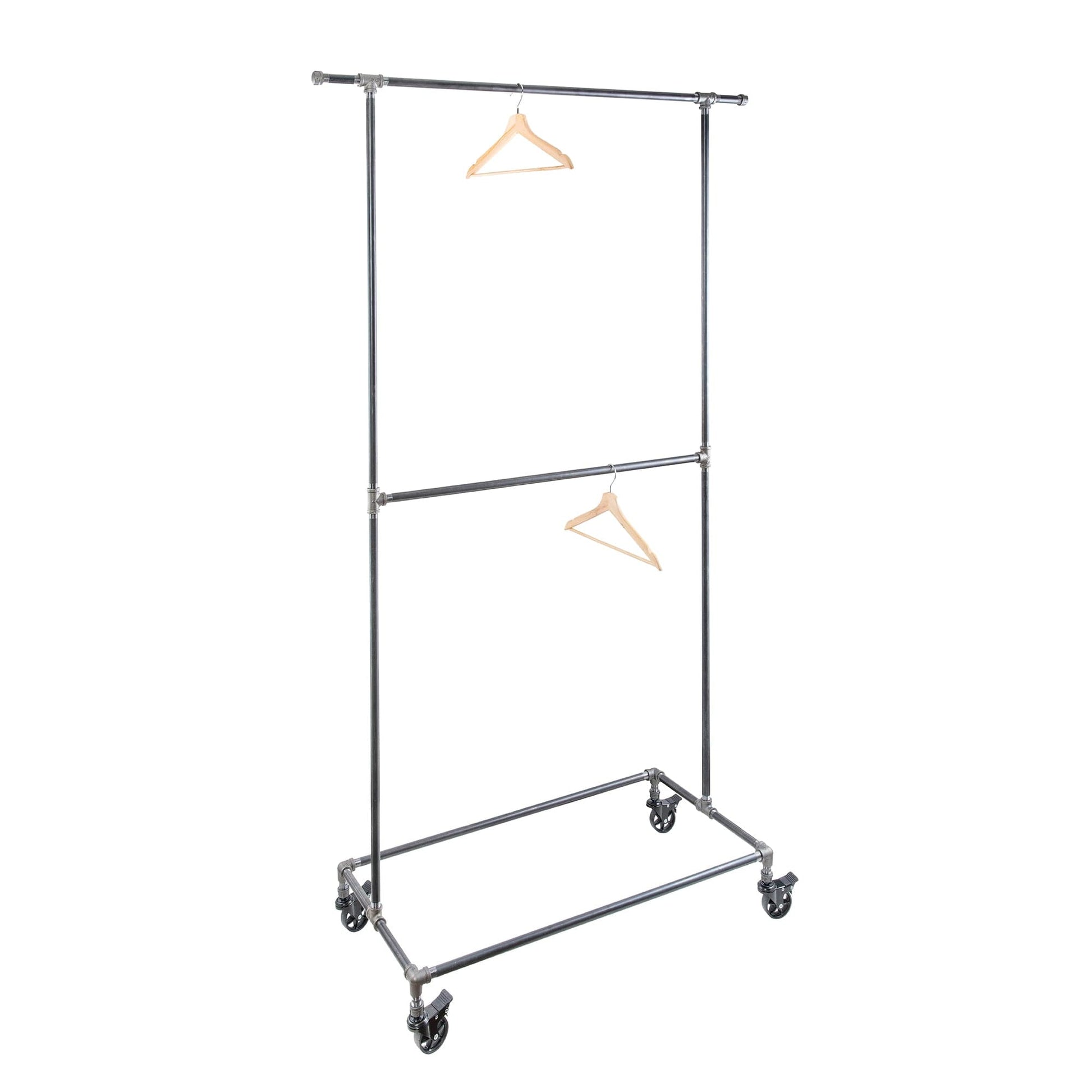 82 in. Rolling Double Rod Clothing Rack