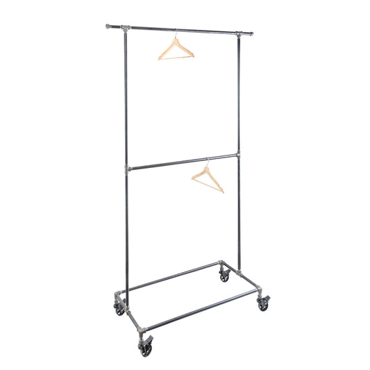 82 in. Rolling Double Rod Clothing Rack