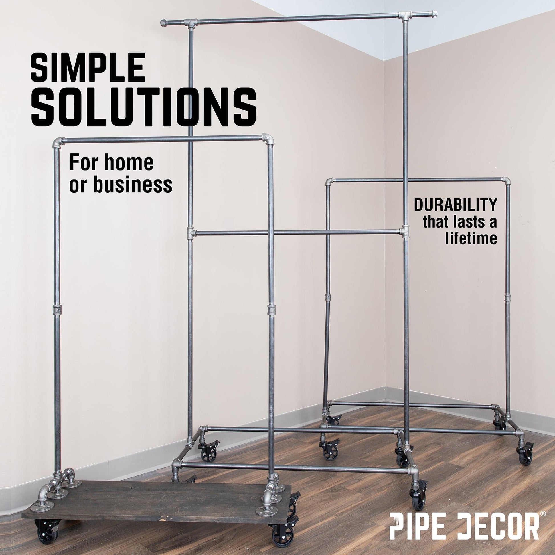 82 in. Rolling Double Rod Clothing Rack