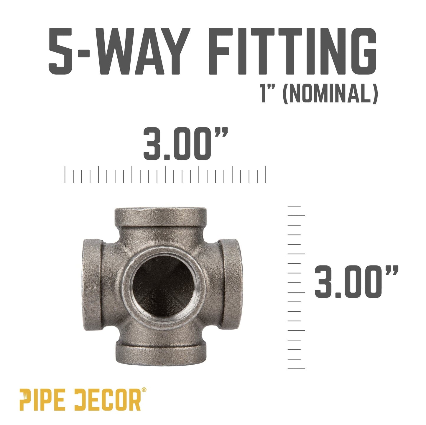 1 in. Black 5-Way Fitting