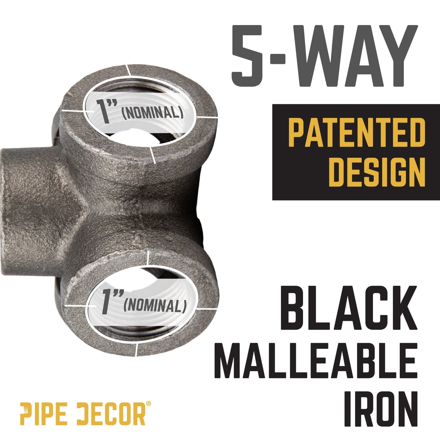 1 in. Black 5-Way Fitting