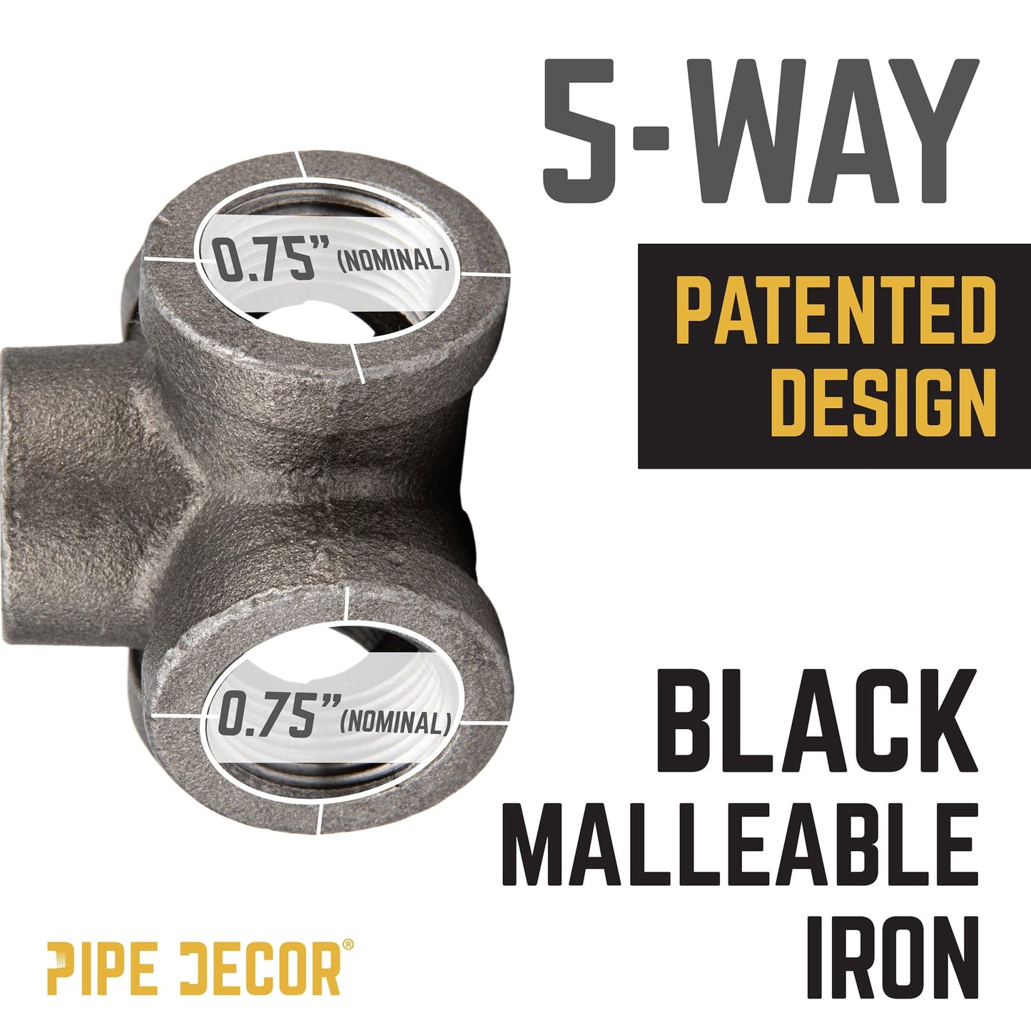 3/4 in. Black 5-Way Fitting