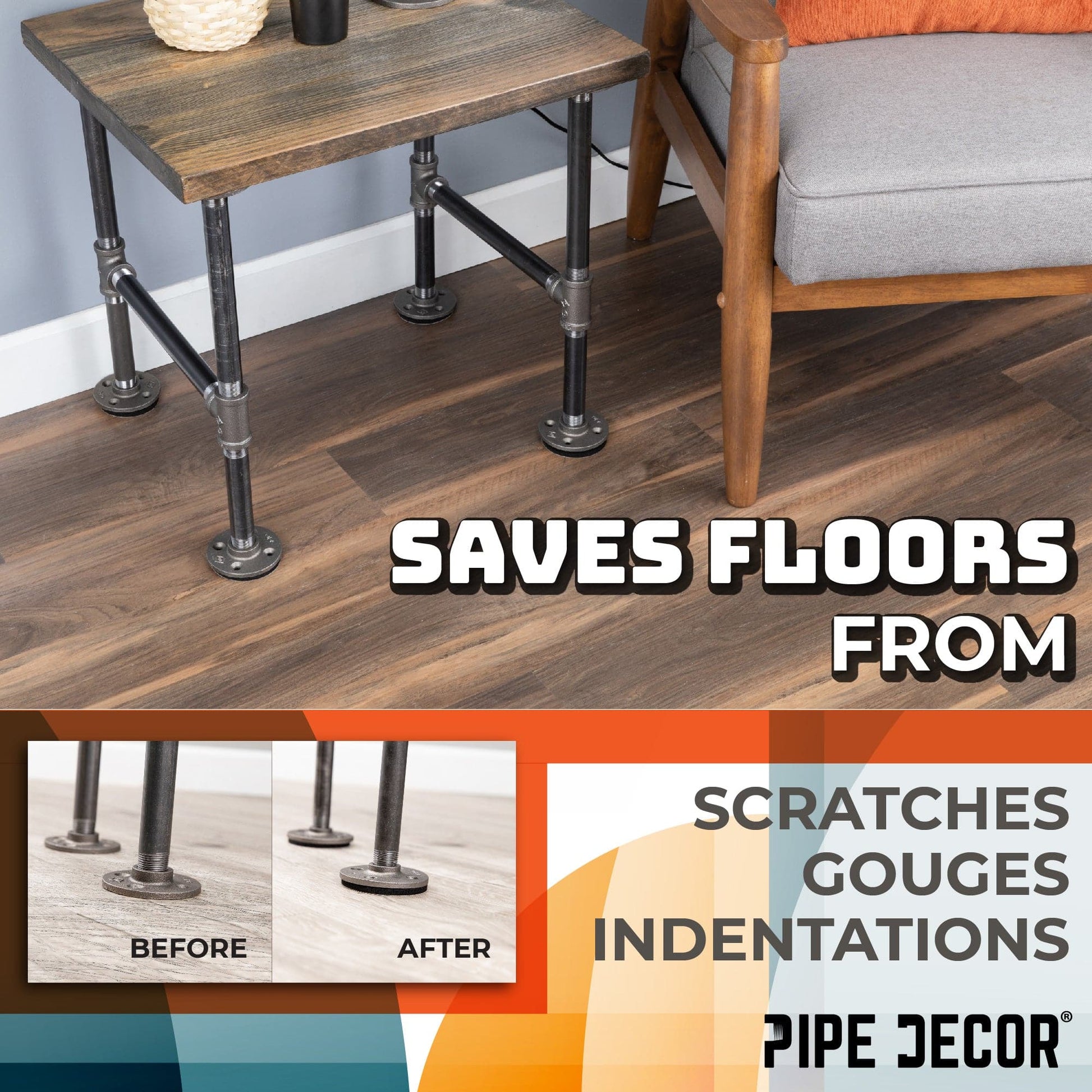 Heavy Duty Round Felt Pad for 1 in. Pipe Floor Flange, 3.5 in. Diameter (4-Pack)