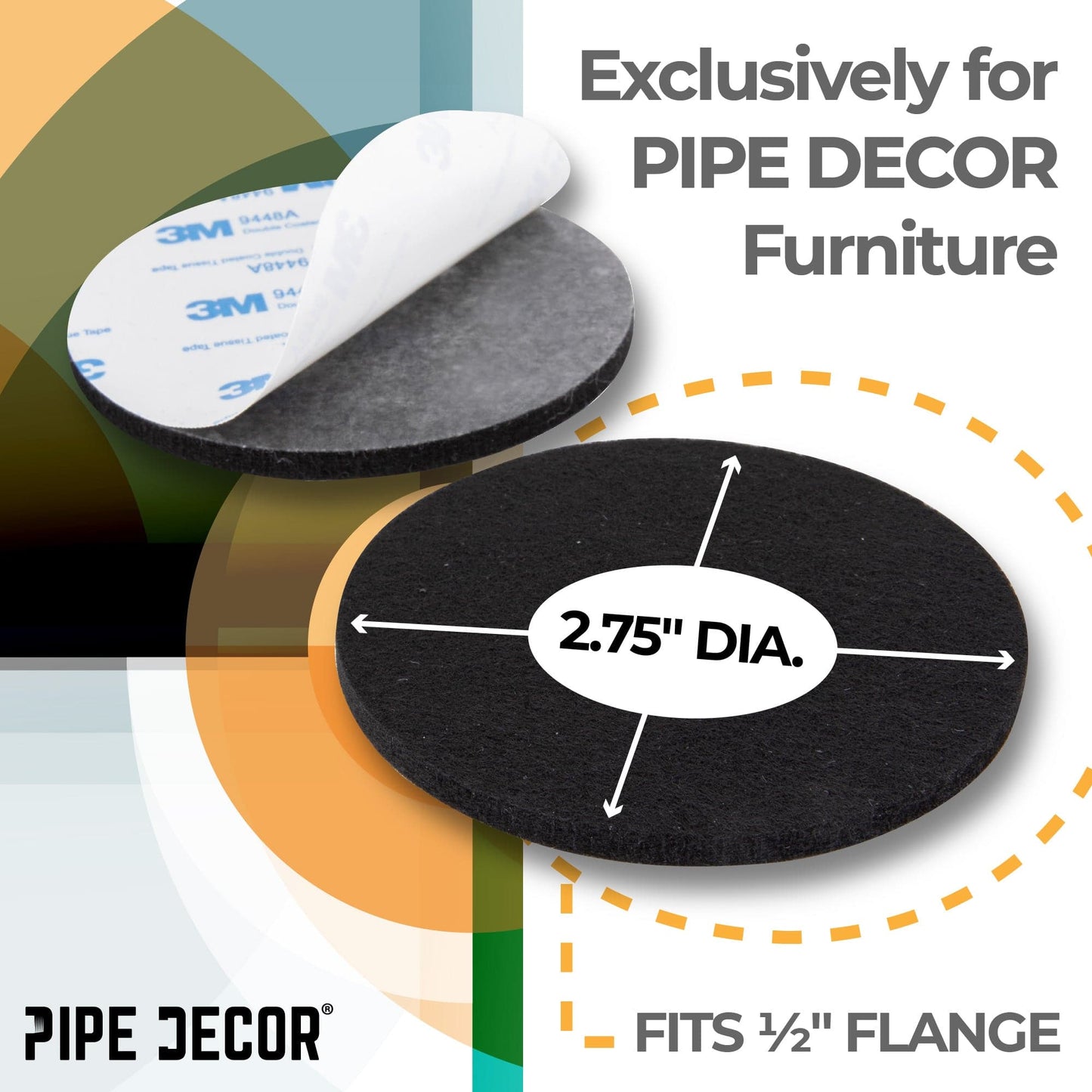 Heavy Duty Round Felt Pad for 1/2 in. Pipe Floor Flange, 2.75 in. Diameter (4-Pack)