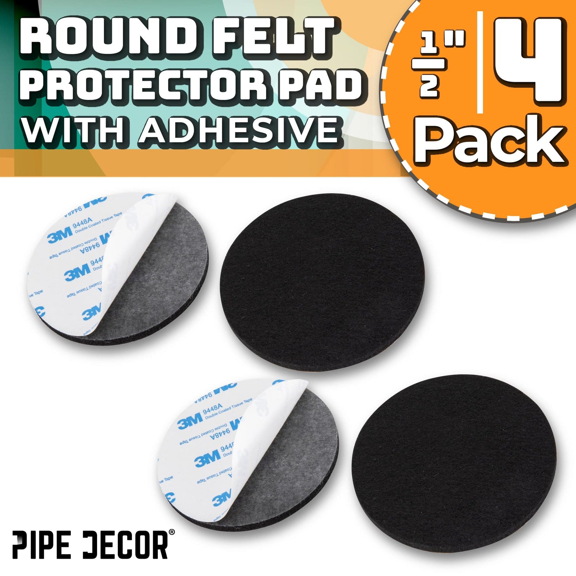 Heavy Duty Round Felt Pad for 1/2 in. Pipe Floor Flange, 2.75 in. Diameter (4-Pack)