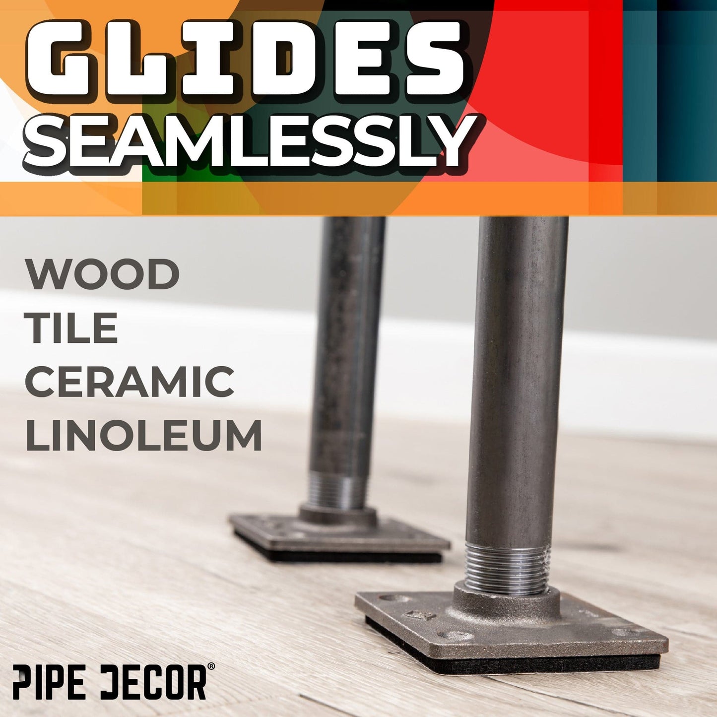 Heavy Duty Square Felt Pad for 1/2 in. Pipe Floor Flange, 2.75 in. x 2.75 in. (4-Pack)