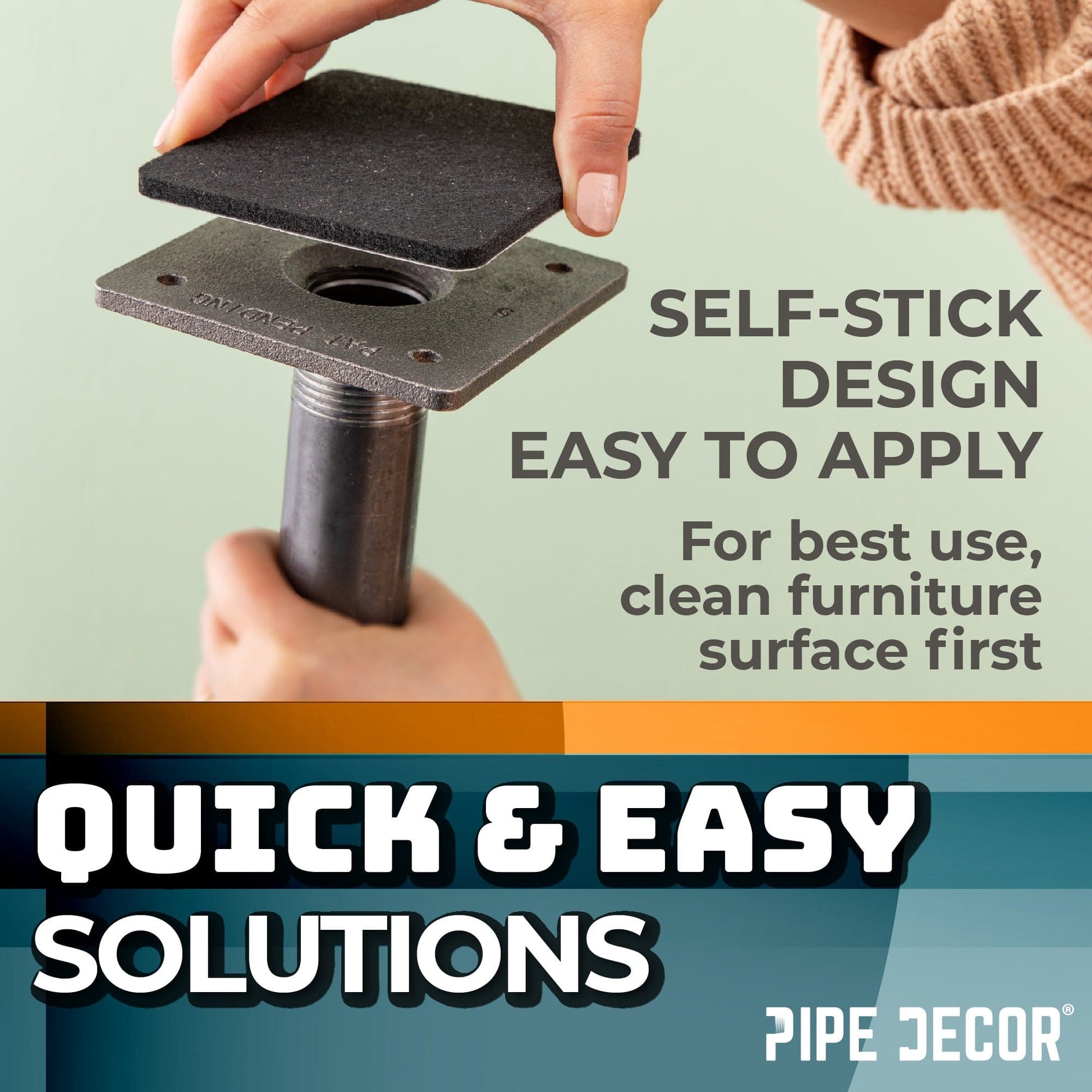 Heavy Duty Square Felt Pad for 3/4 in. Pipe Floor Flange, 3 in. x 3 in. (4-Pack)