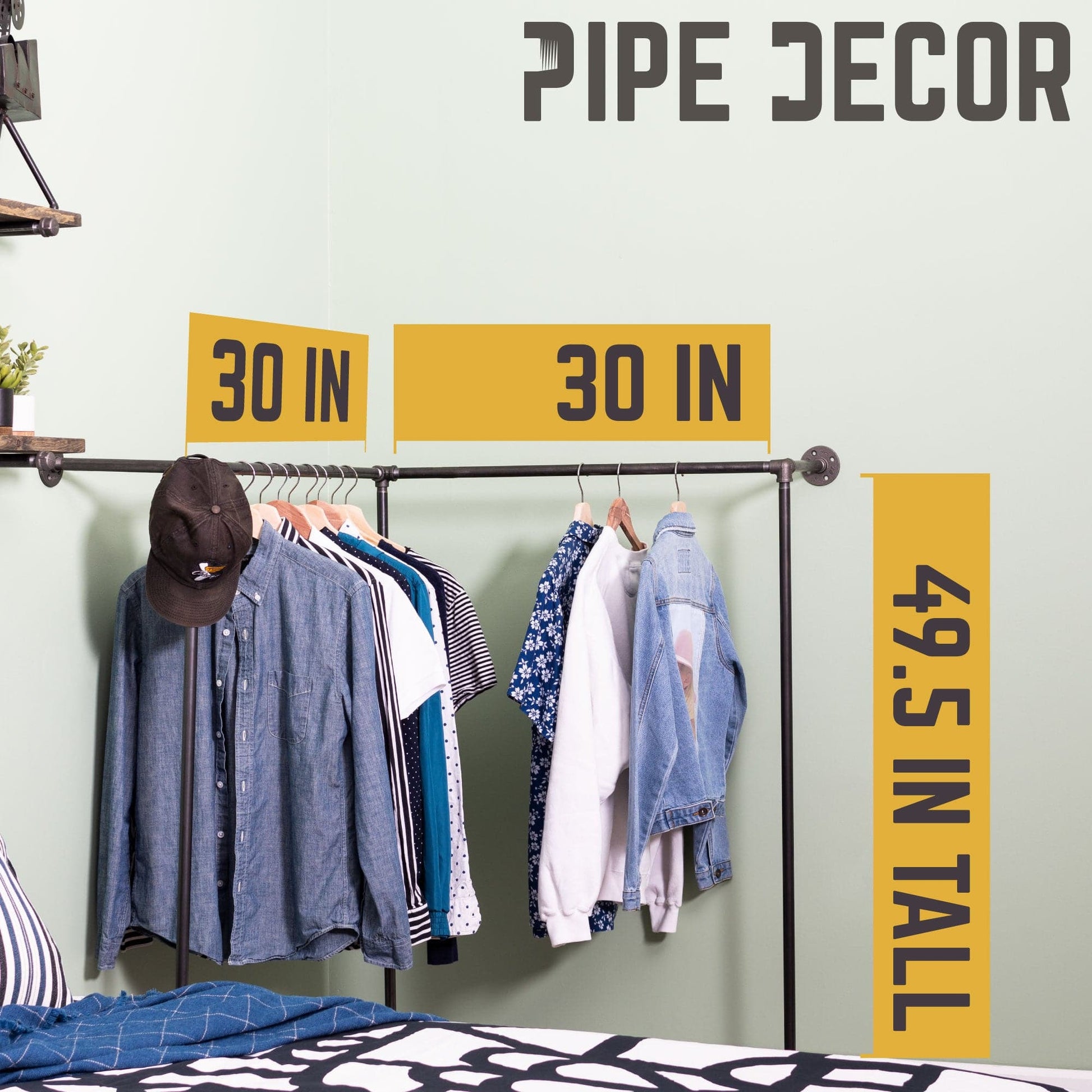 Wall And Floor Mounted Clothing Rack By PIPE DECOR