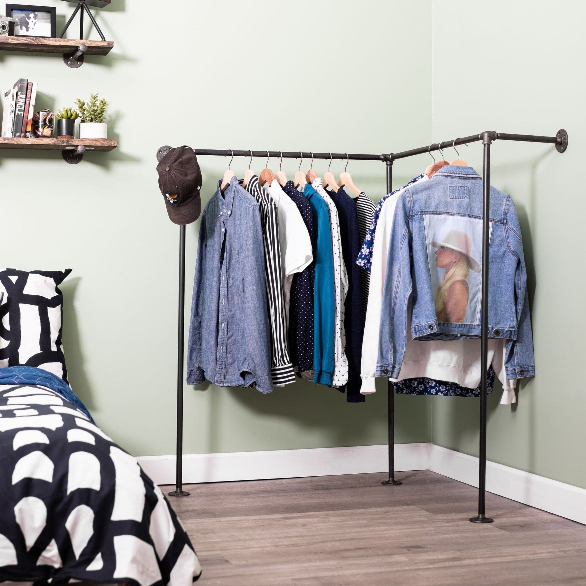Wall And Floor Mounted Clothing Rack By PIPE DECOR