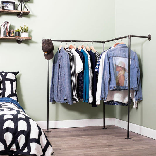 Wall And Floor Mounted Clothing Rack By PIPE DECOR