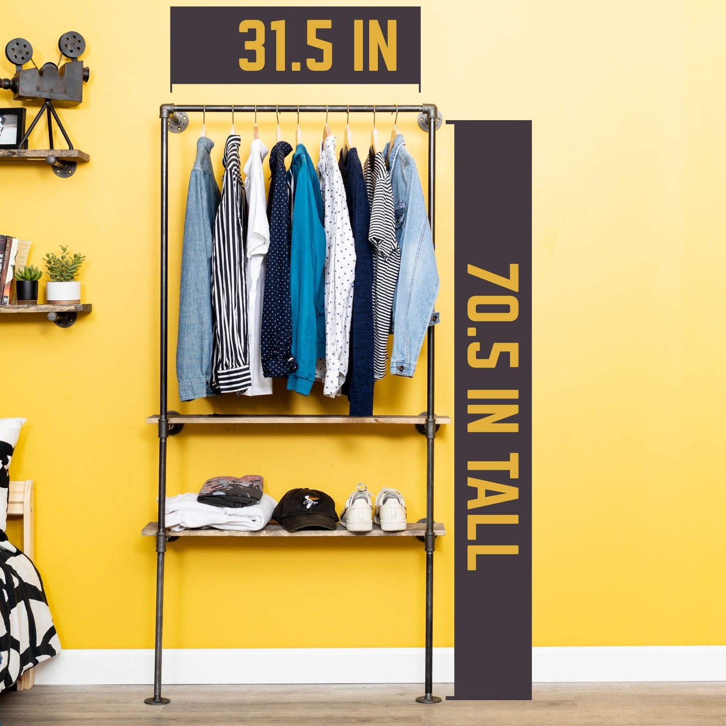 2 Shelf-Wall Mounted Clothing Rack